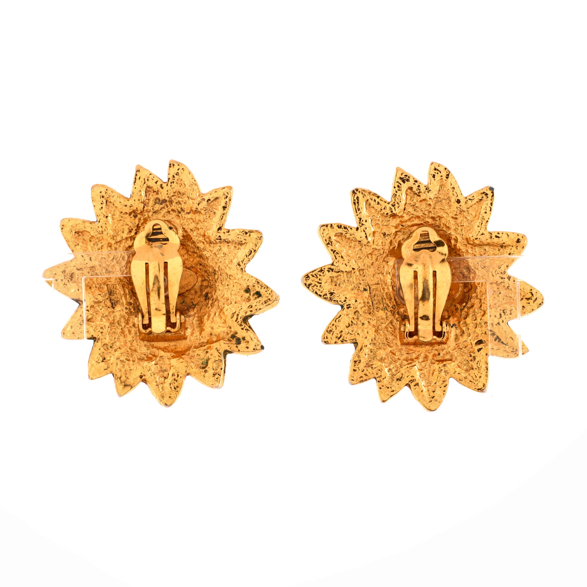 Vintage Leo Lion Sun Clip On Earrings Metal