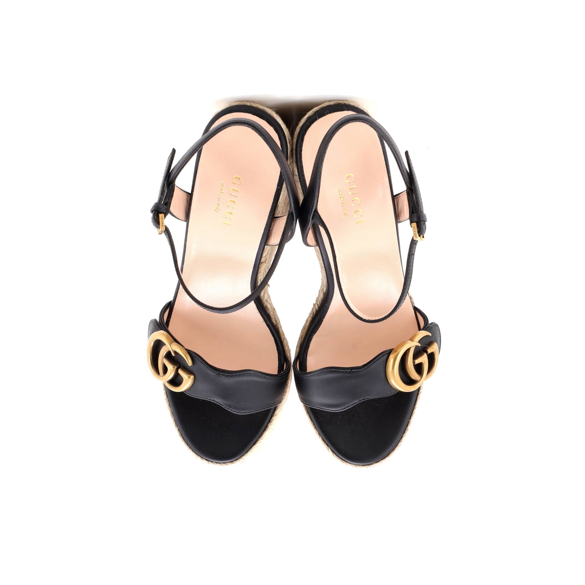 Women's GG Marmont Wedge Espadrille Sandals Leather