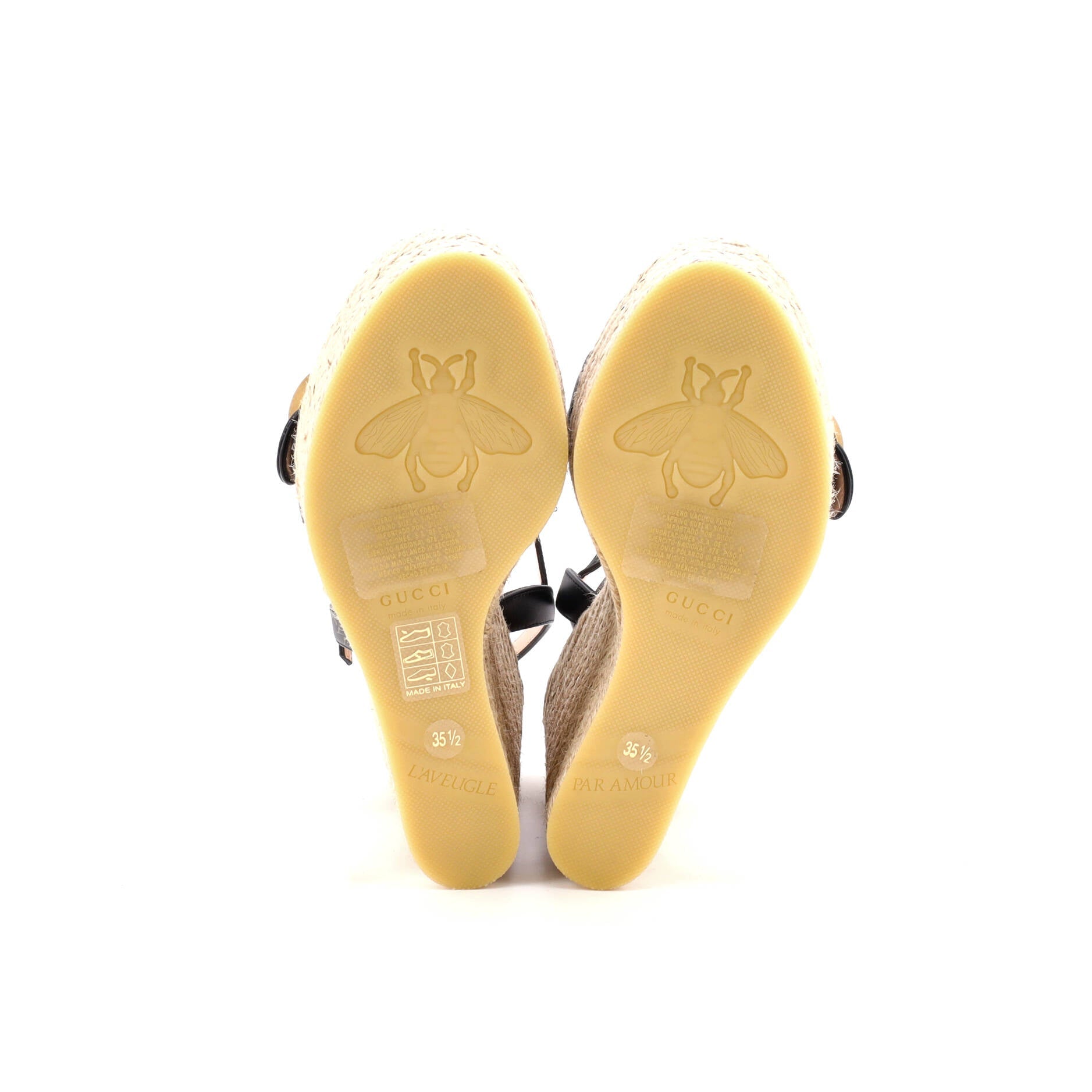 Women's GG Marmont Wedge Espadrille Sandals Leather