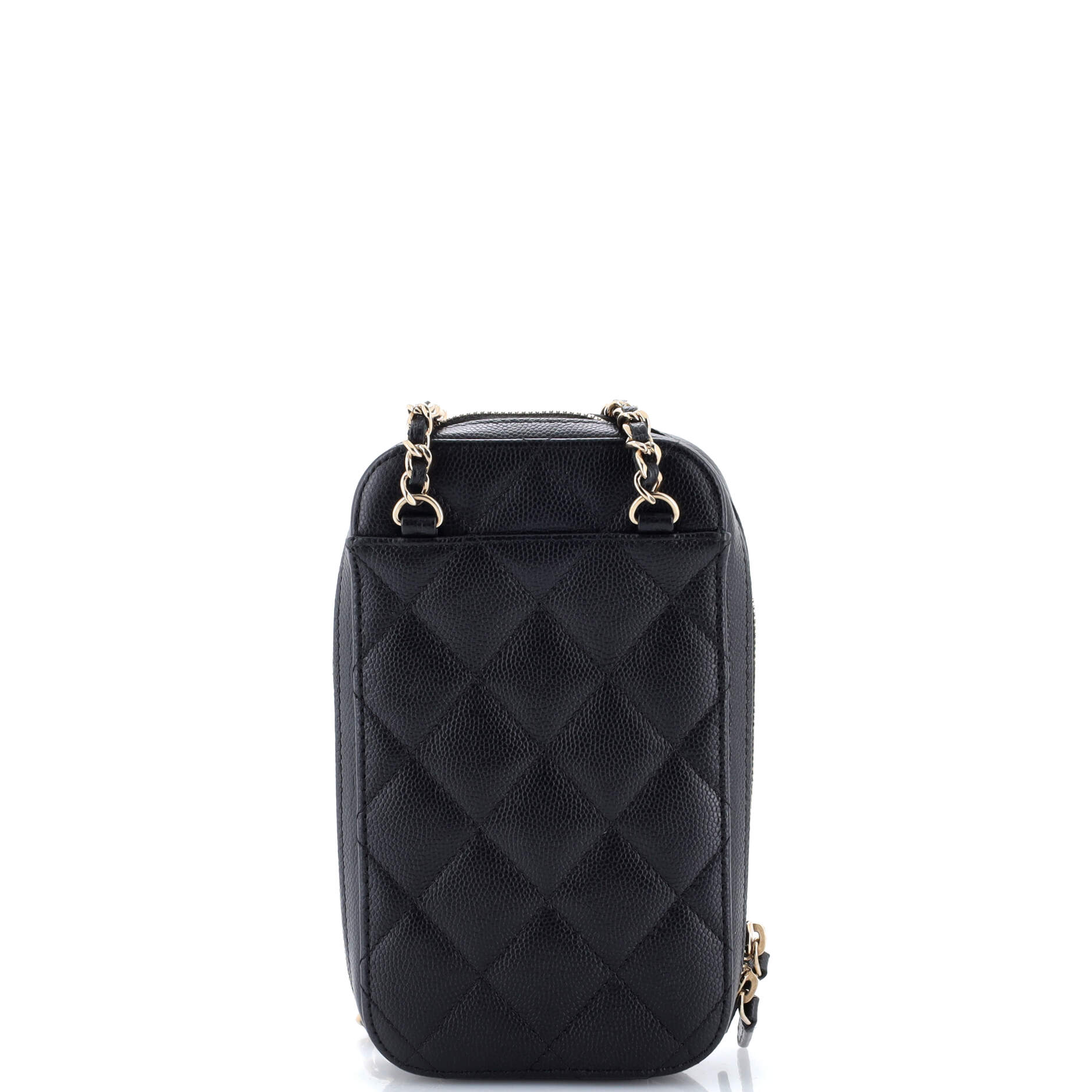 Zip Around Phone Case with Chain Quilted Caviar