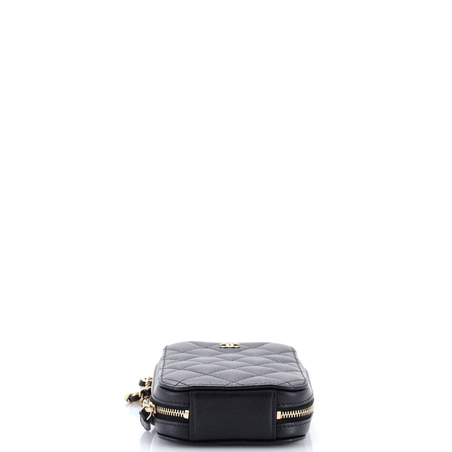 Zip Around Phone Case with Chain Quilted Caviar