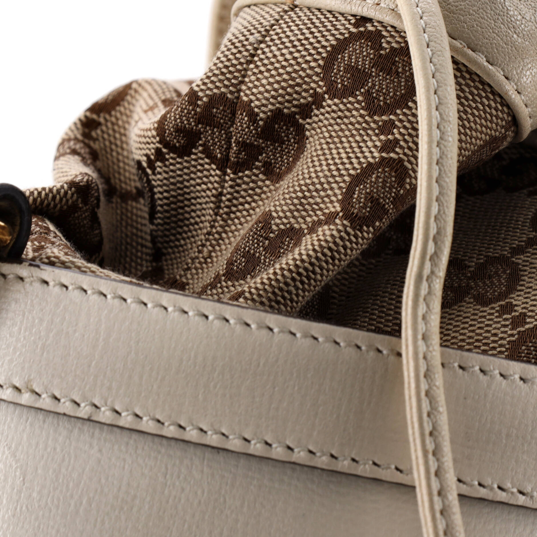 Horsebit 1955 Bucket Crossbody Bag Leather and GG Canvas Small
