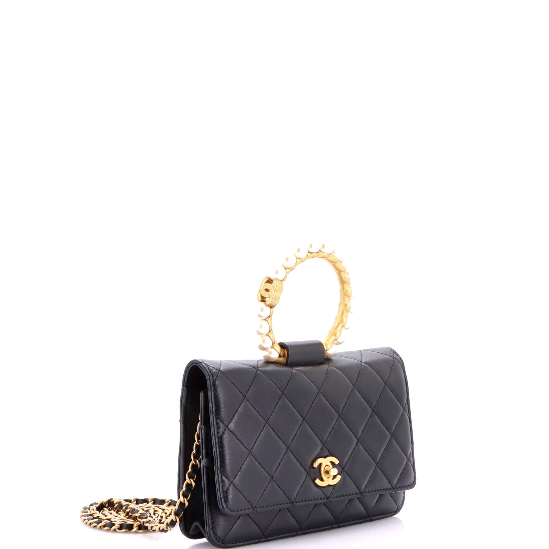 Pearl Crown Wallet on Chain Quilted Lambskin