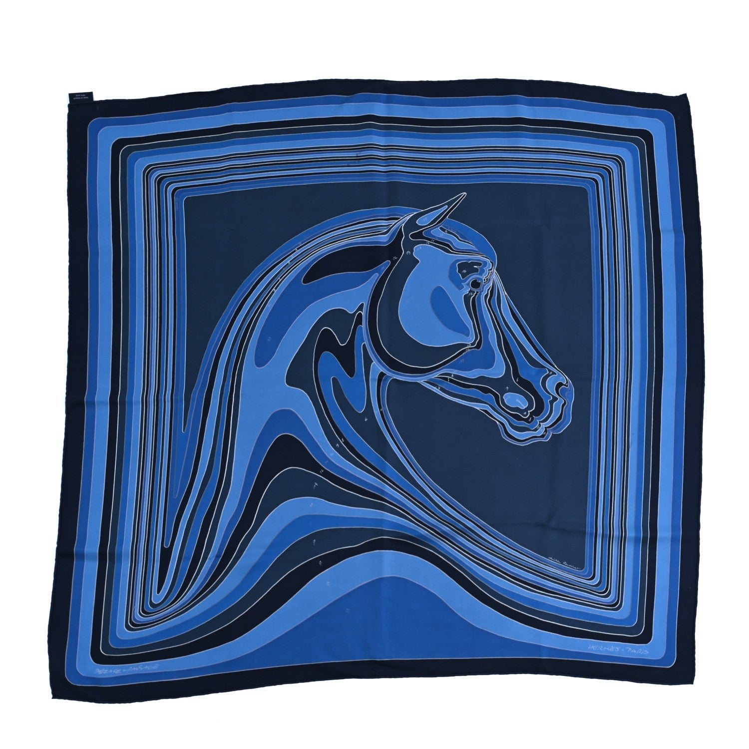 Silk Pegase Paysage Hermes Scarf 90 Marine Moyen