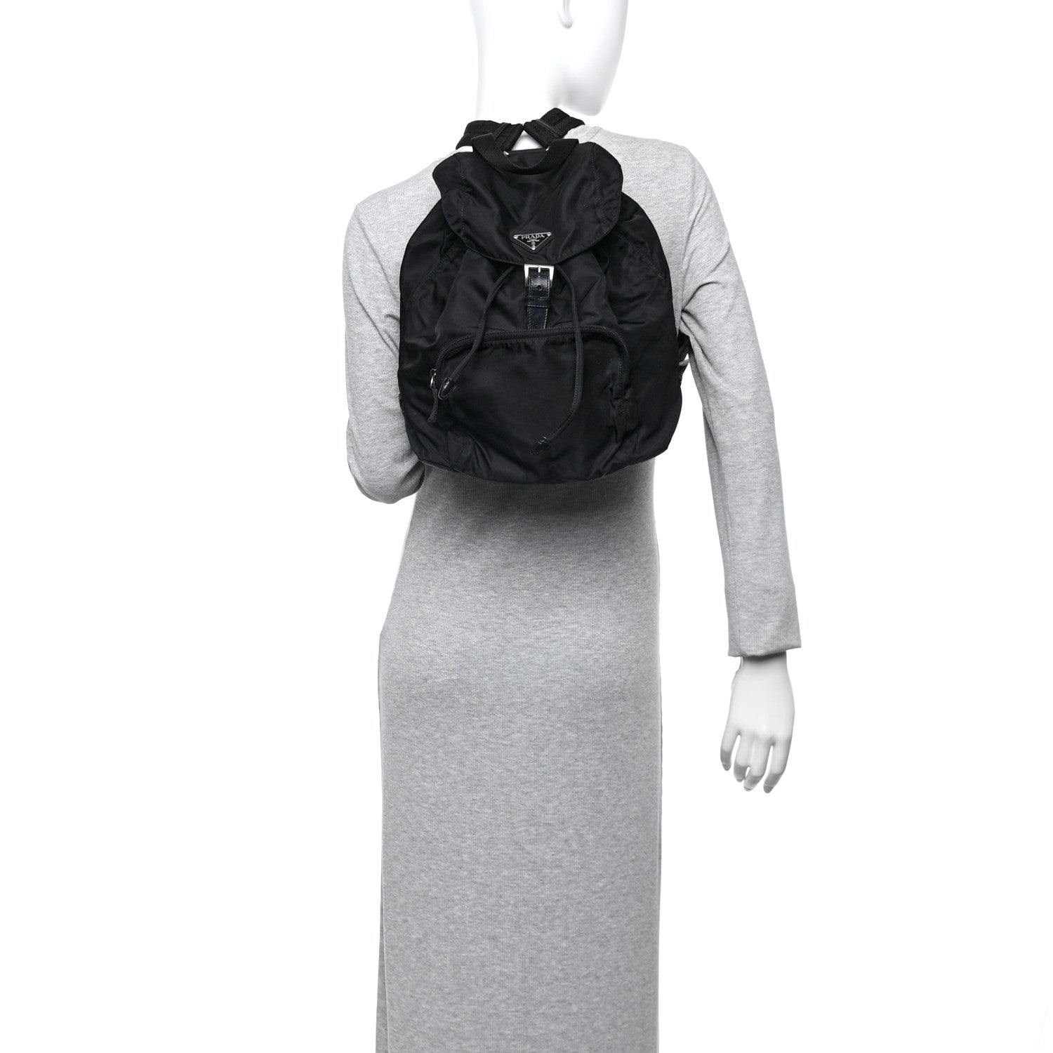Nylon Vela Single Buckle Backpack  Black