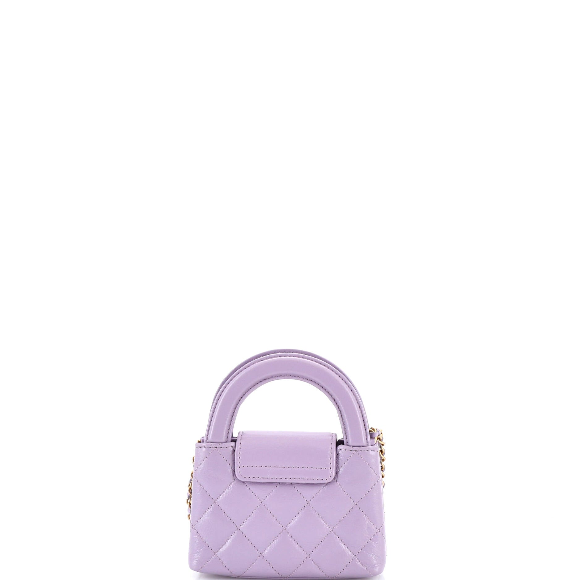 Kelly Top Handle Shopping Bag Quilted Shiny Aged Calfskin Nano