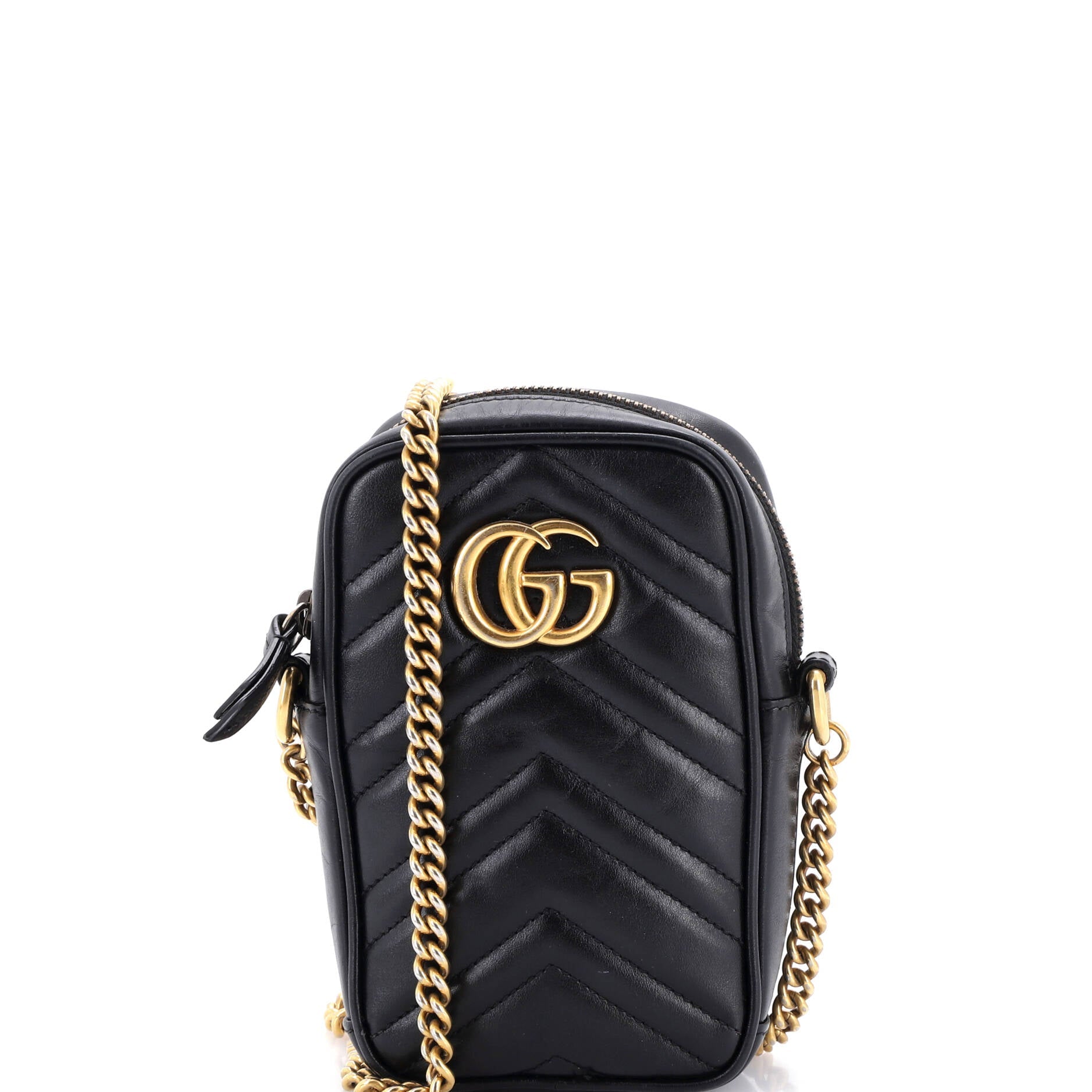 GG Marmont Vertical Phone Crossbody Bag Matelasse Leather Mini