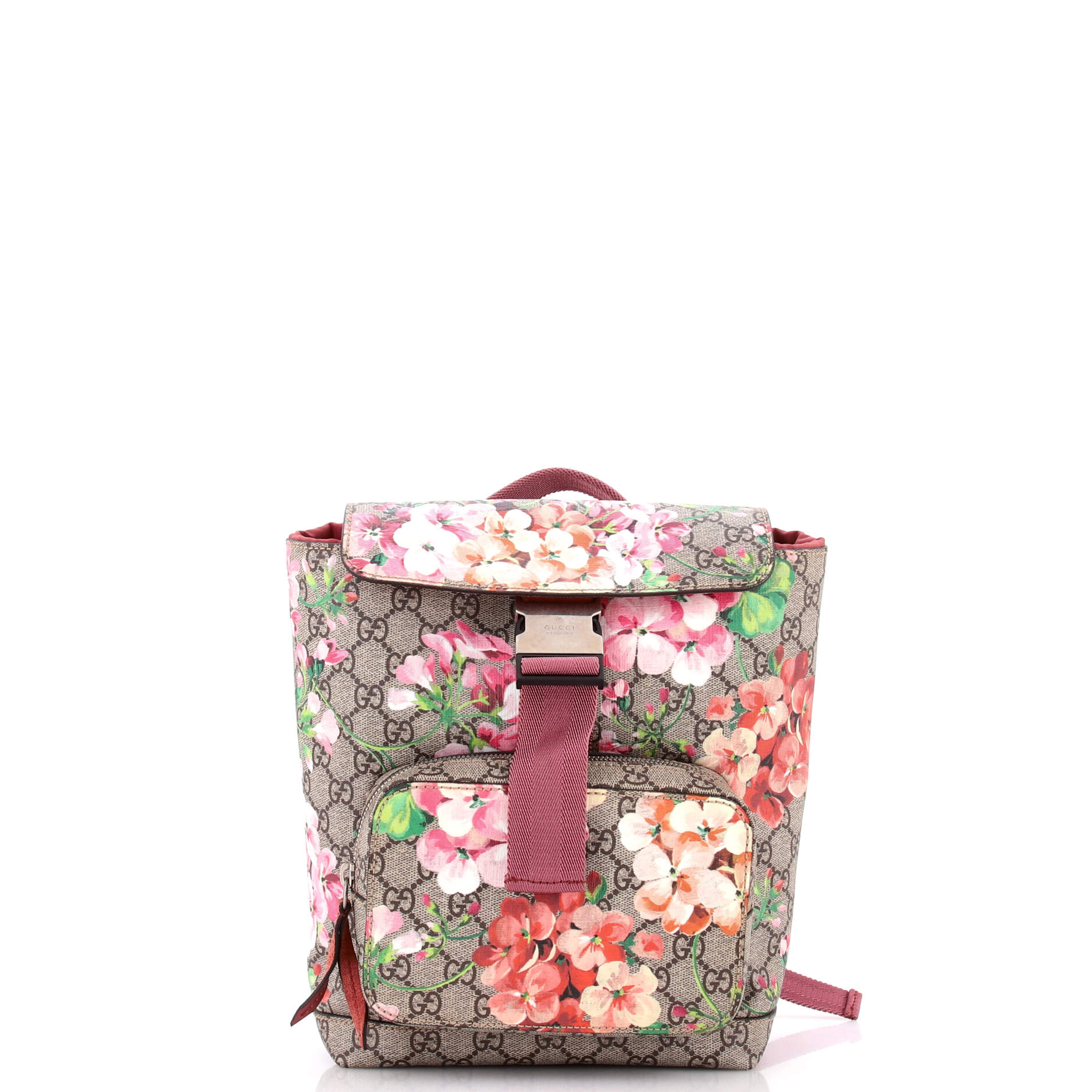 Buckle Backpack Blooms Print GG Coated Canvas Small