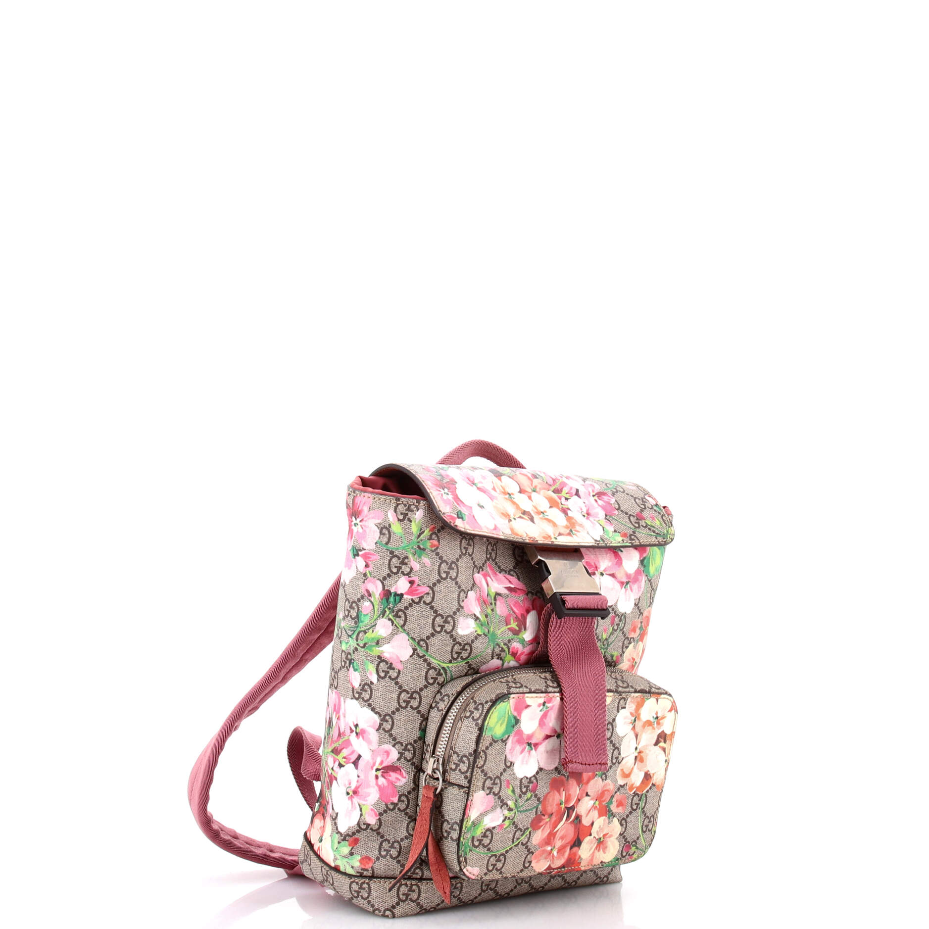 Buckle Backpack Blooms Print GG Coated Canvas Small