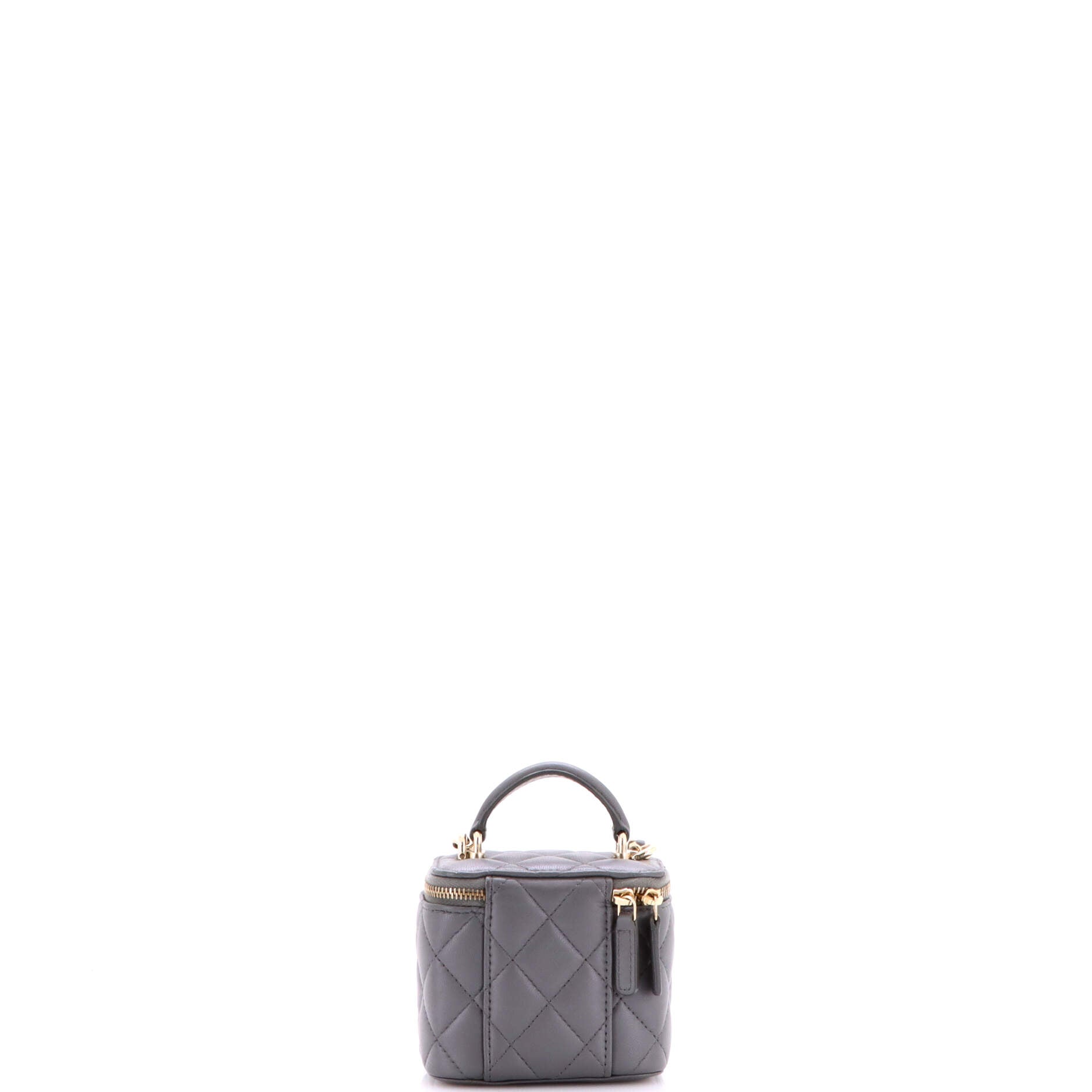 Classic Top Handle Vanity Case with Chain Quilted Lambskin Mini