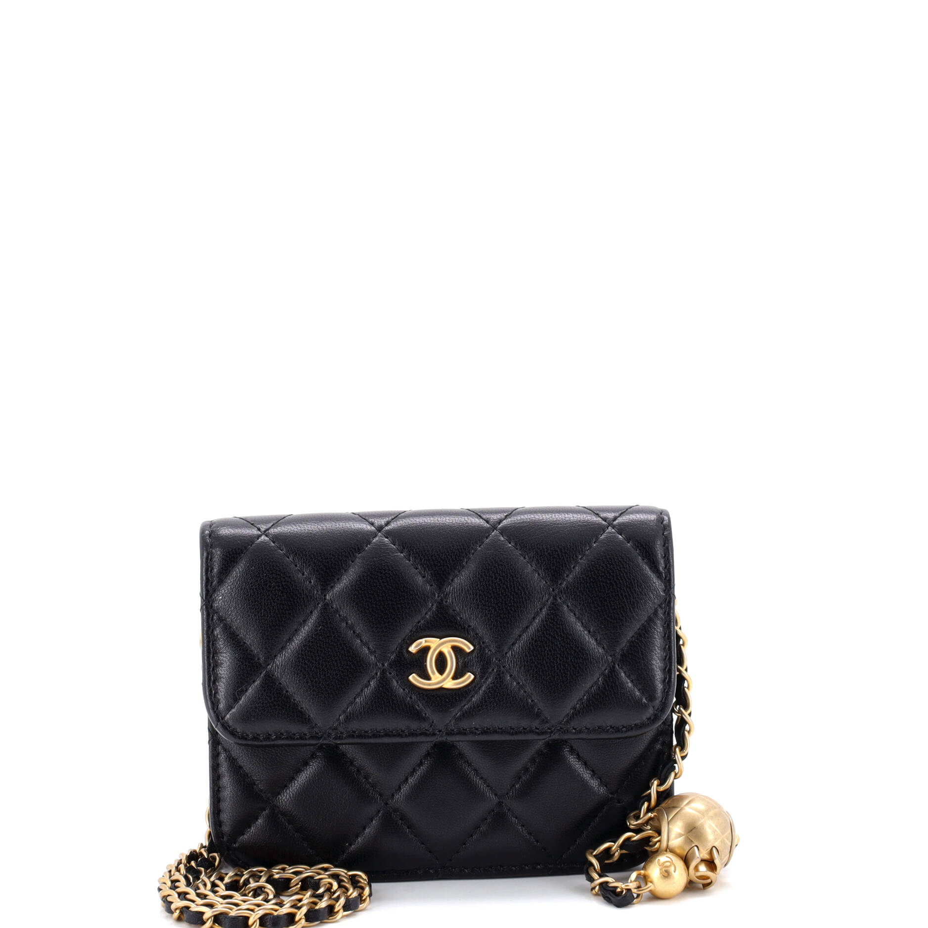 Pearl Crush Flap Clutch with Chain Quilted Lambskin Mini