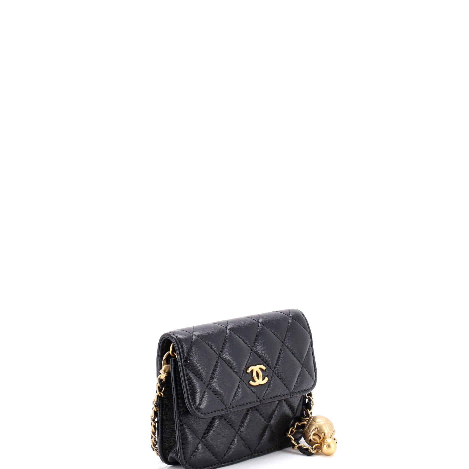 Pearl Crush Flap Clutch with Chain Quilted Lambskin Mini