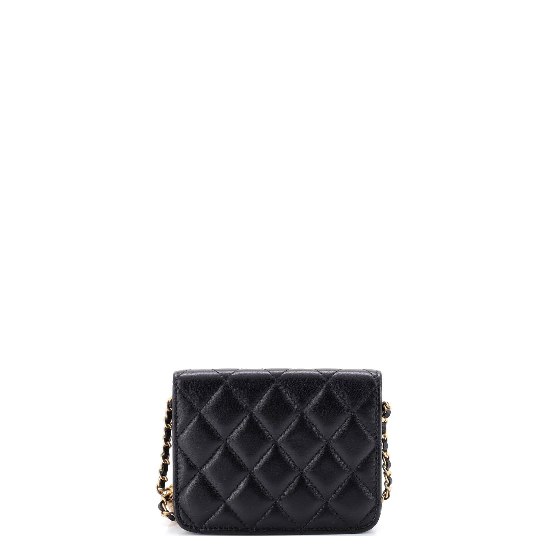 Pearl Crush Flap Clutch with Chain Quilted Lambskin Mini