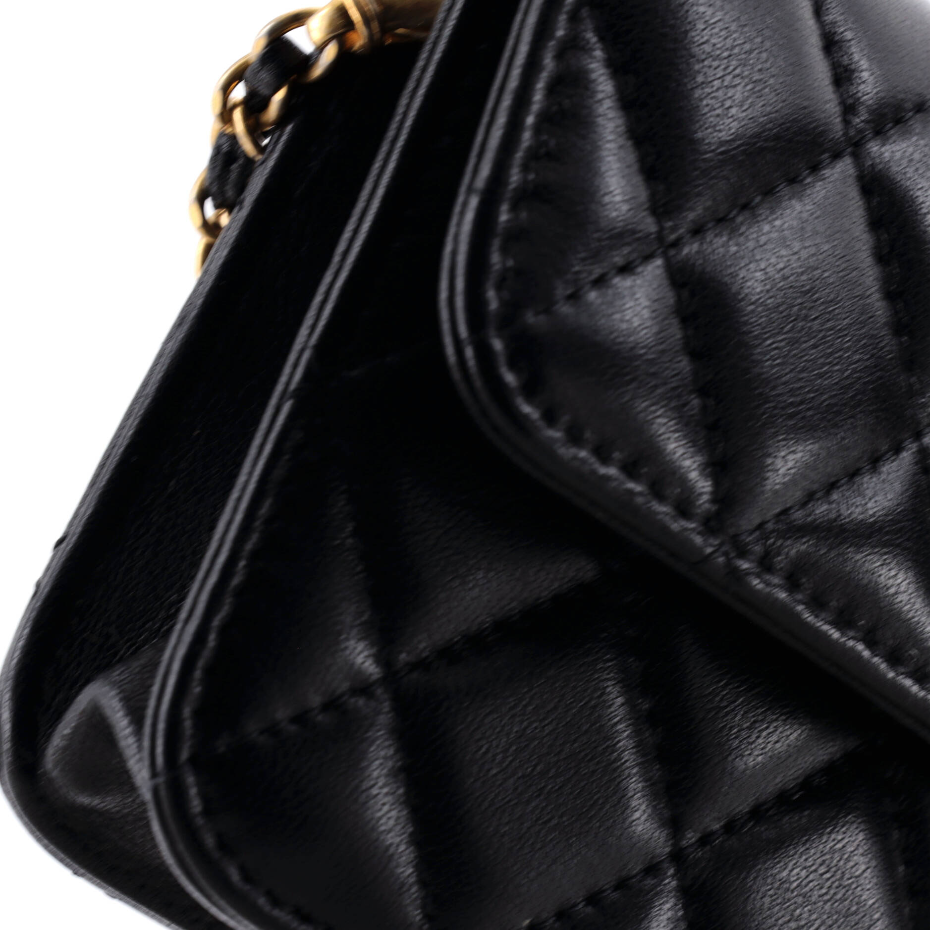 Pearl Crush Flap Clutch with Chain Quilted Lambskin Mini