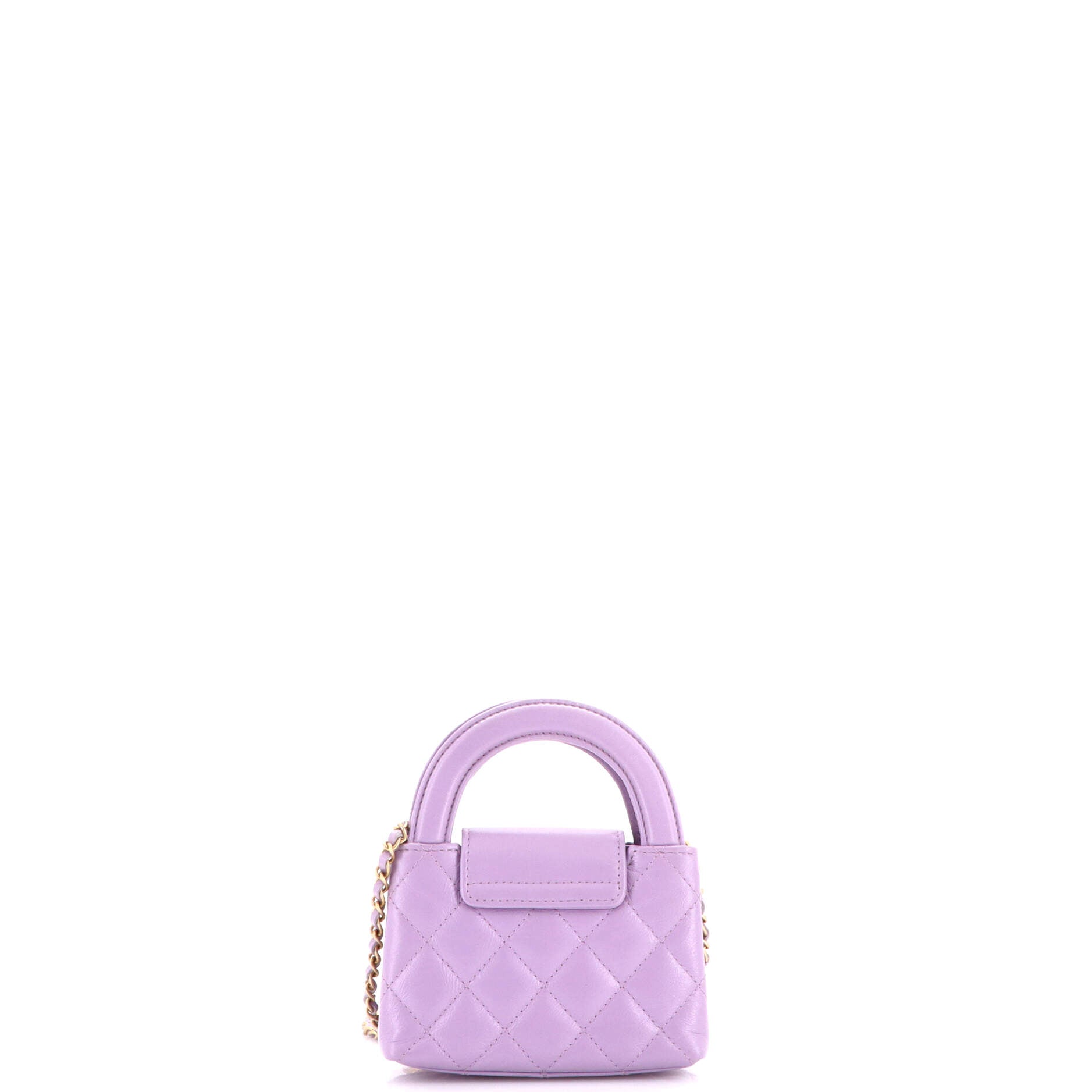 Kelly Top Handle Shopping Bag Quilted Shiny Aged Calfskin Nano