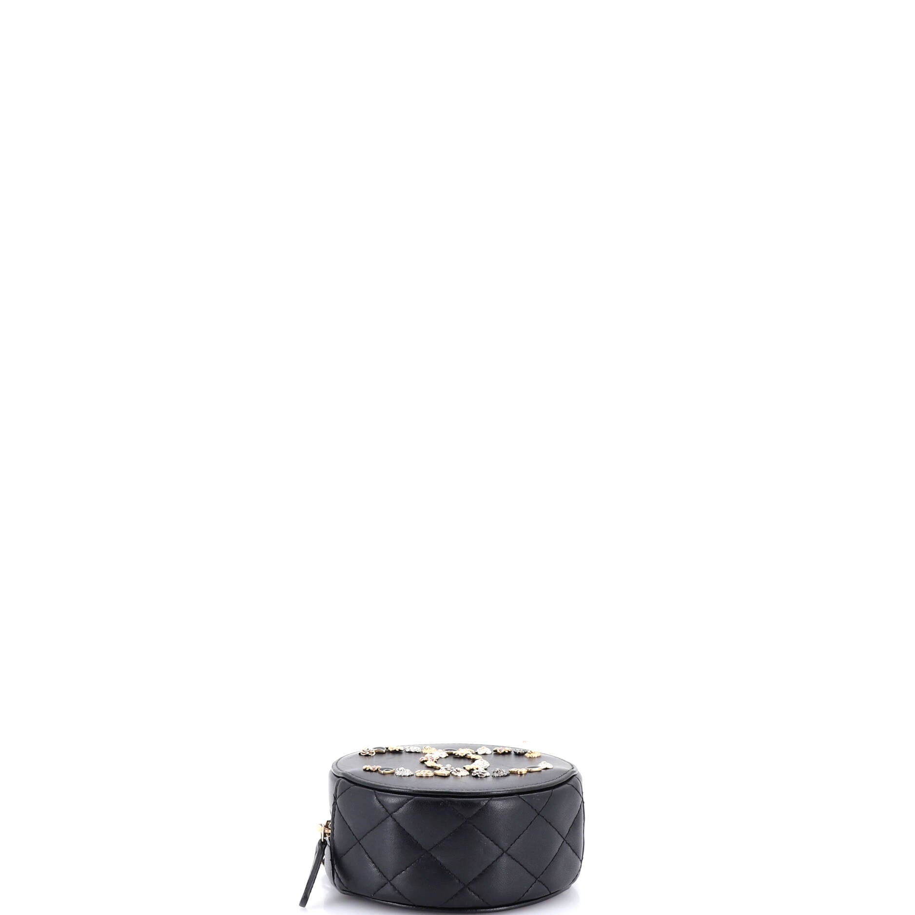 Lucky Charms Round Clutch With Chain Embellished Lambskin