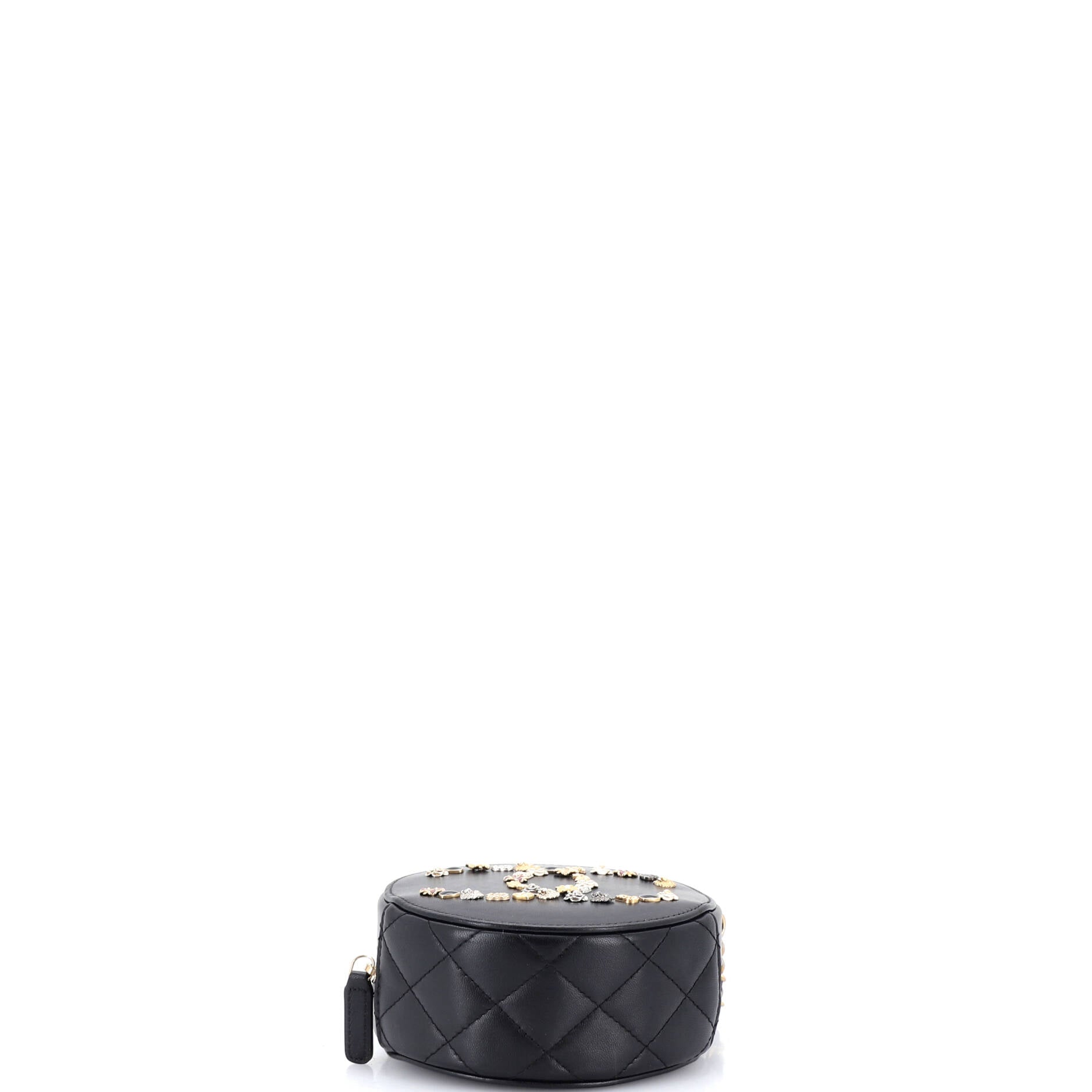 Lucky Charms Round Clutch With Chain Embellished Lambskin