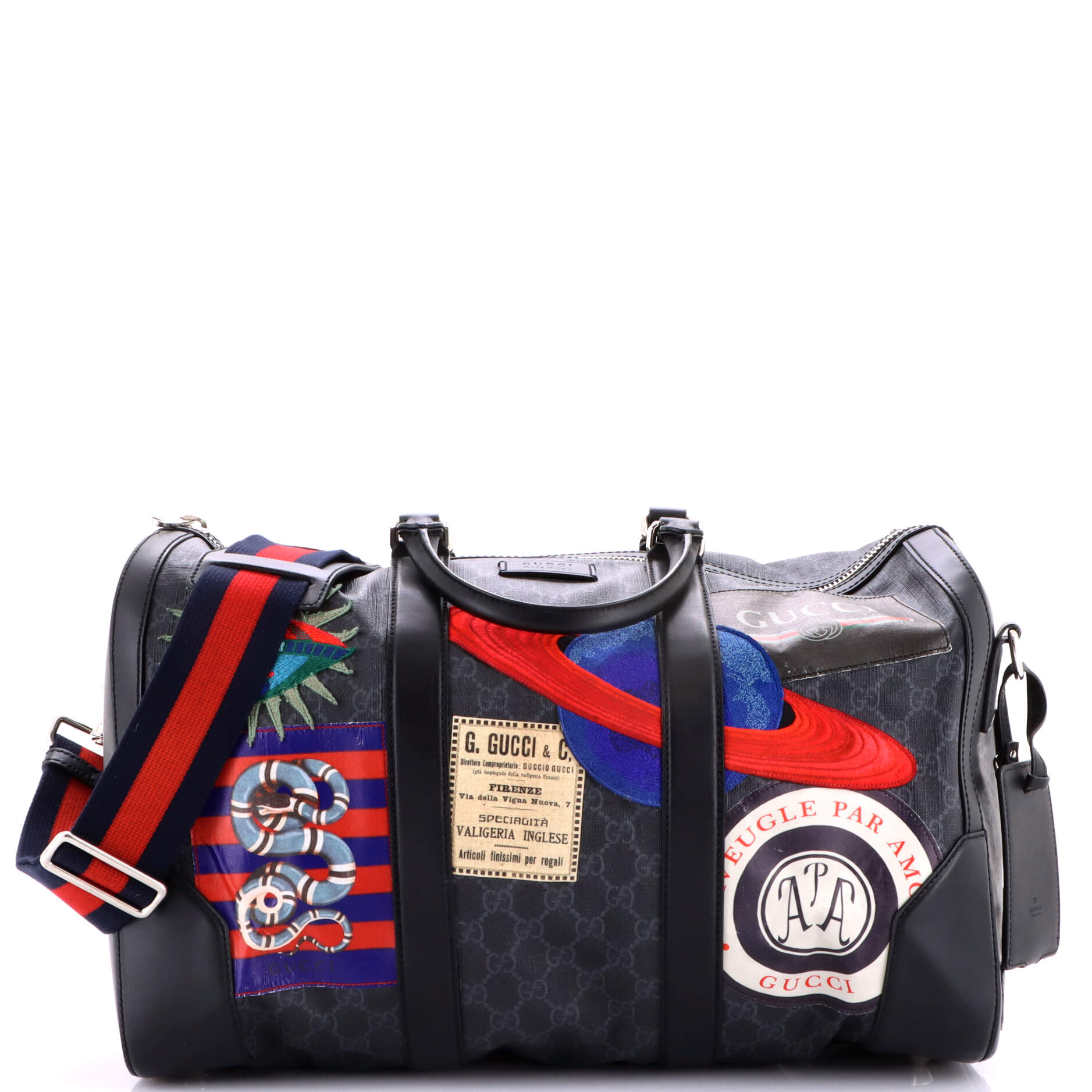 Night Courrier Carry On Convertible Duffle GG Coated Canvas with Applique Small