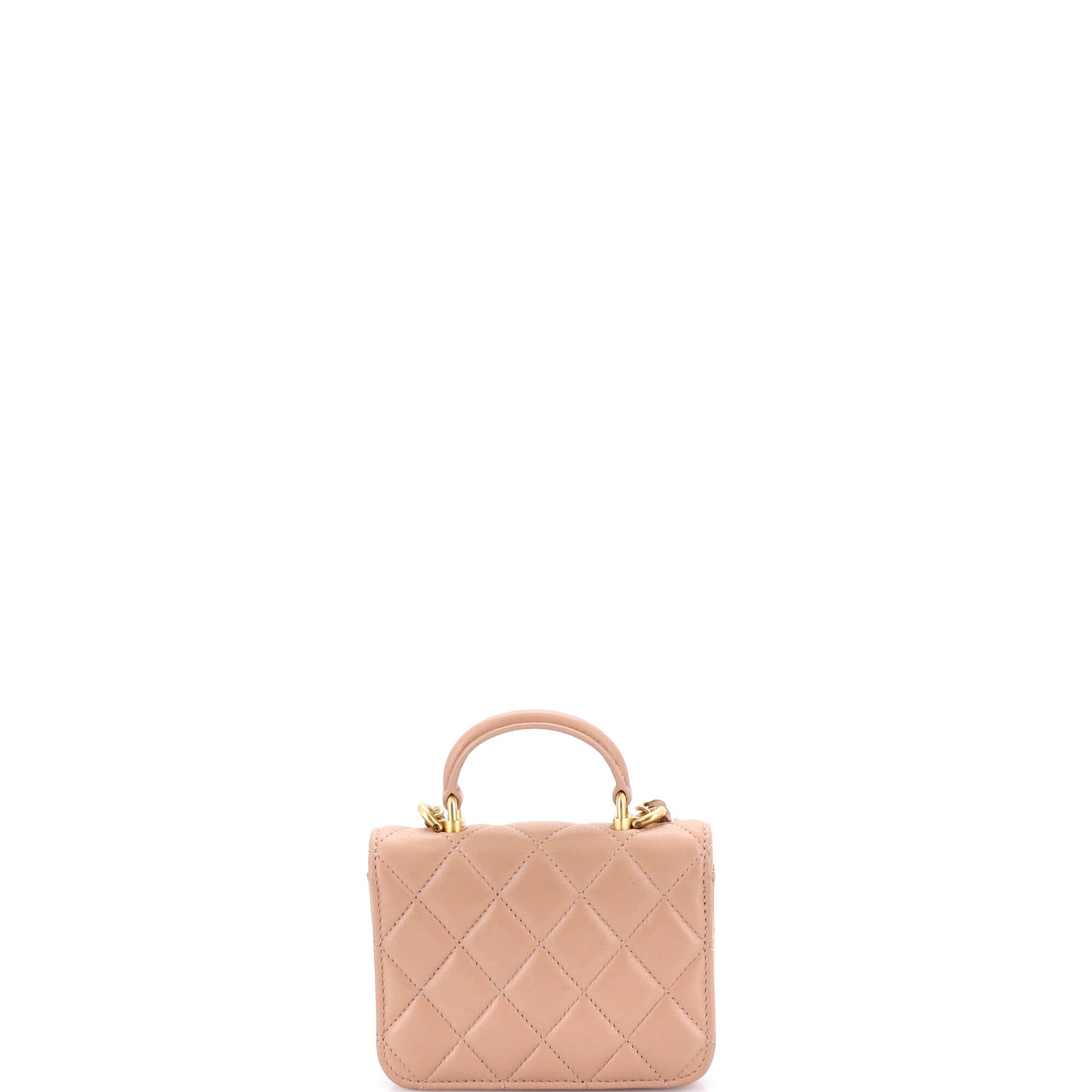 Top Handle Flap Coin Purse with Chain Quilted Lambskin