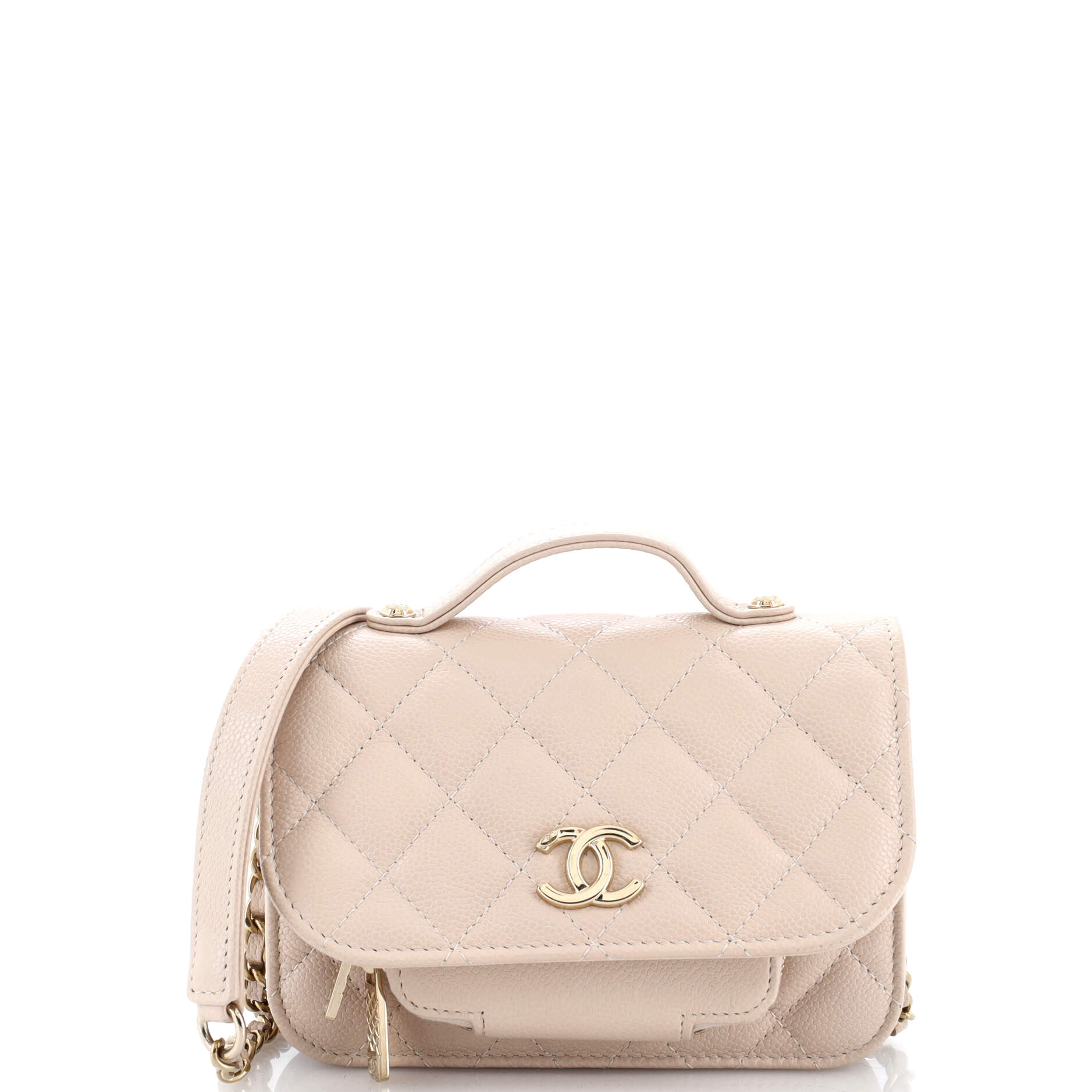 Business Affinity Flap Clutch with Chain Quilted Caviar