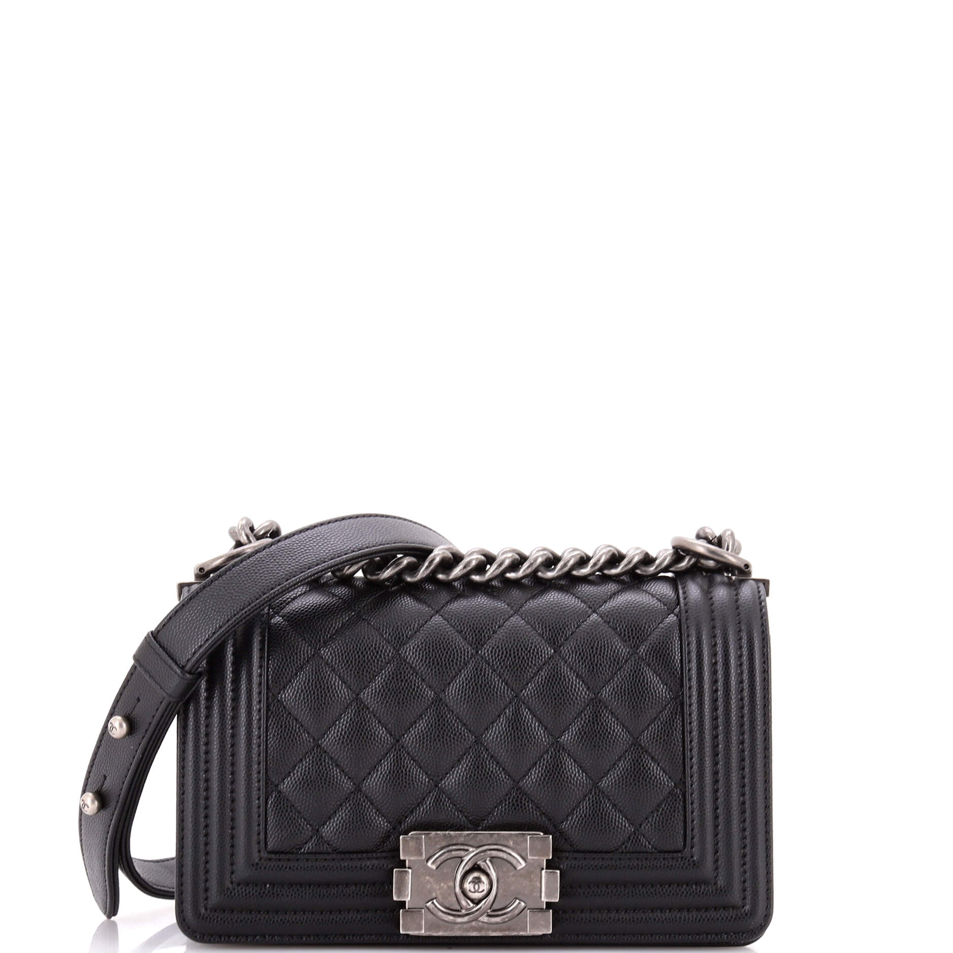 Boy Flap Bag Quilted Caviar Small