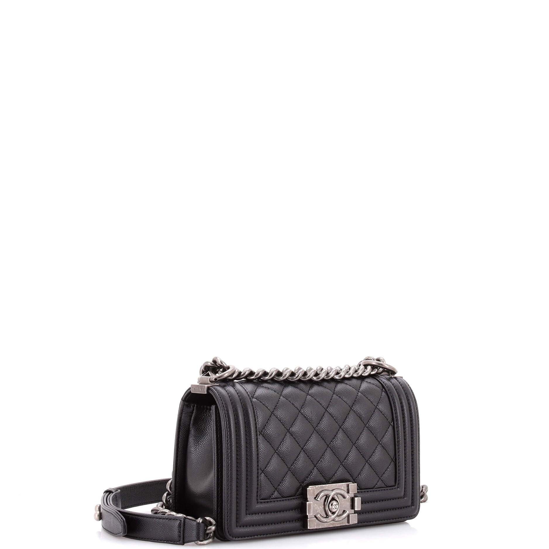 Boy Flap Bag Quilted Caviar Small
