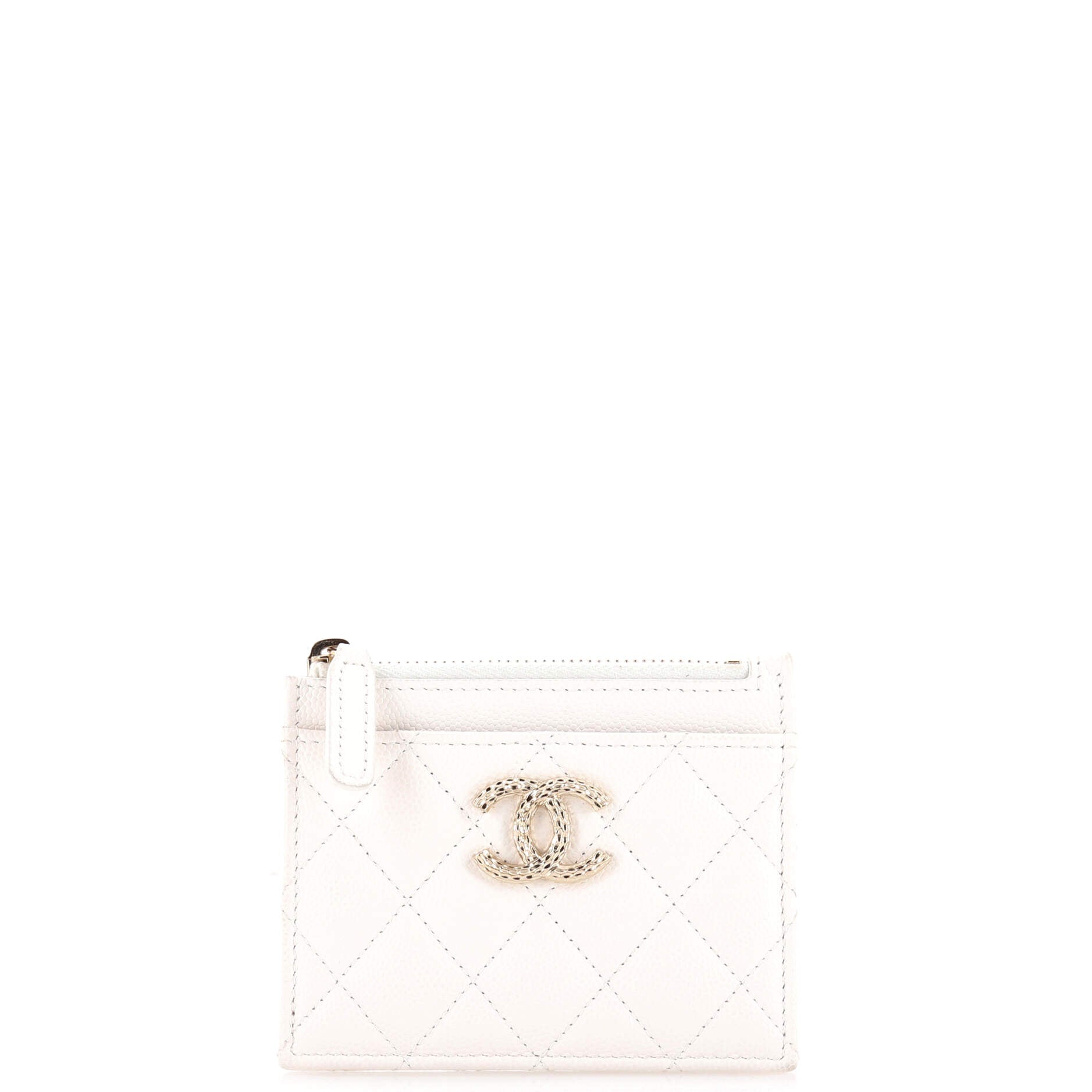 Textured CC Square Zip Card Holder Quilted Caviar