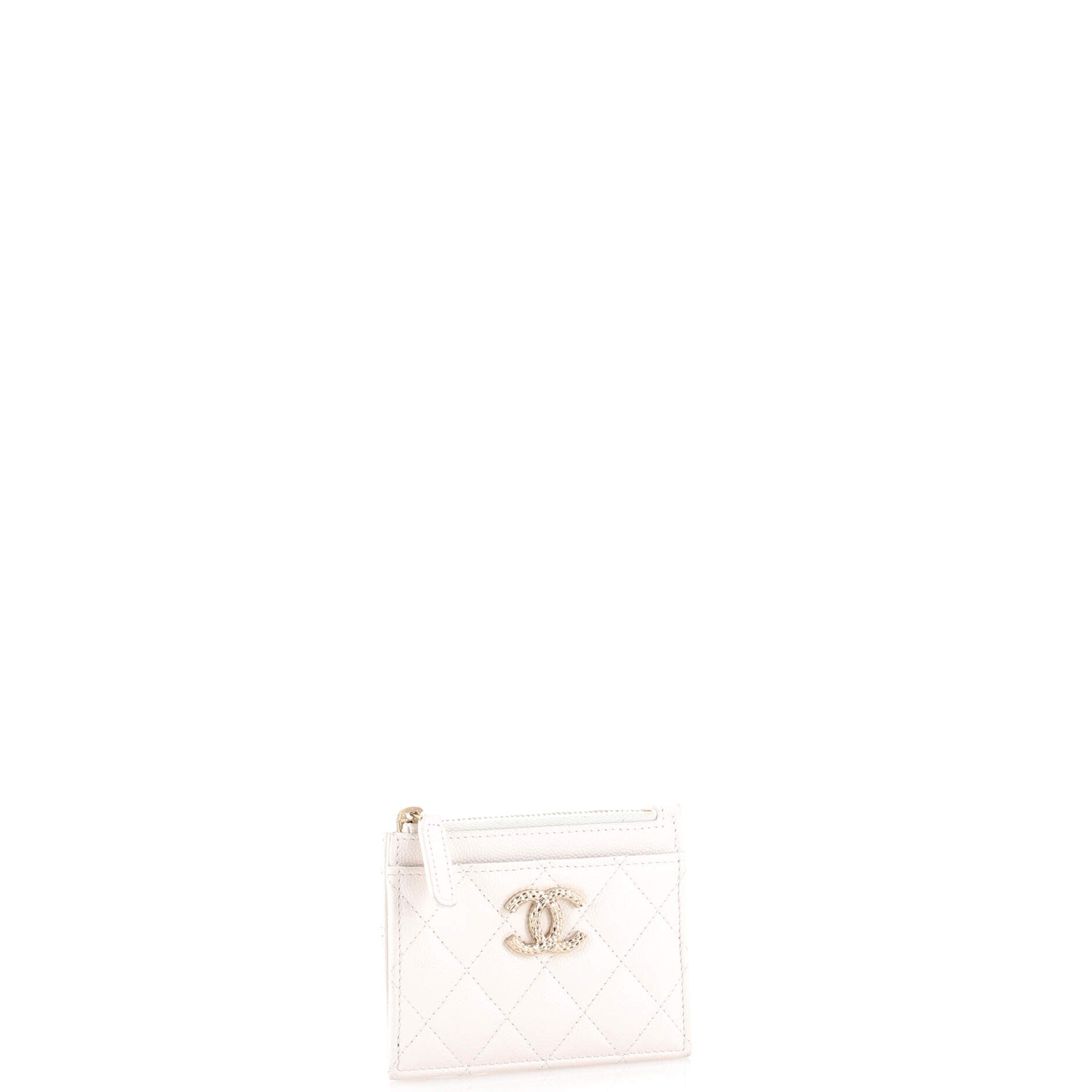 Textured CC Square Zip Card Holder Quilted Caviar