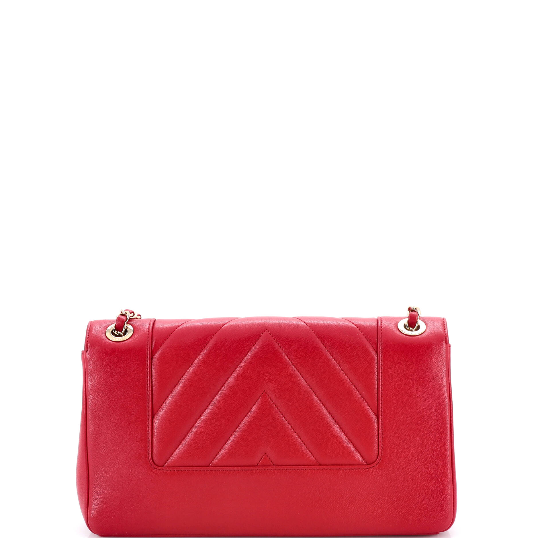 Mademoiselle Vintage Flap Bag Chevron Sheepskin Large