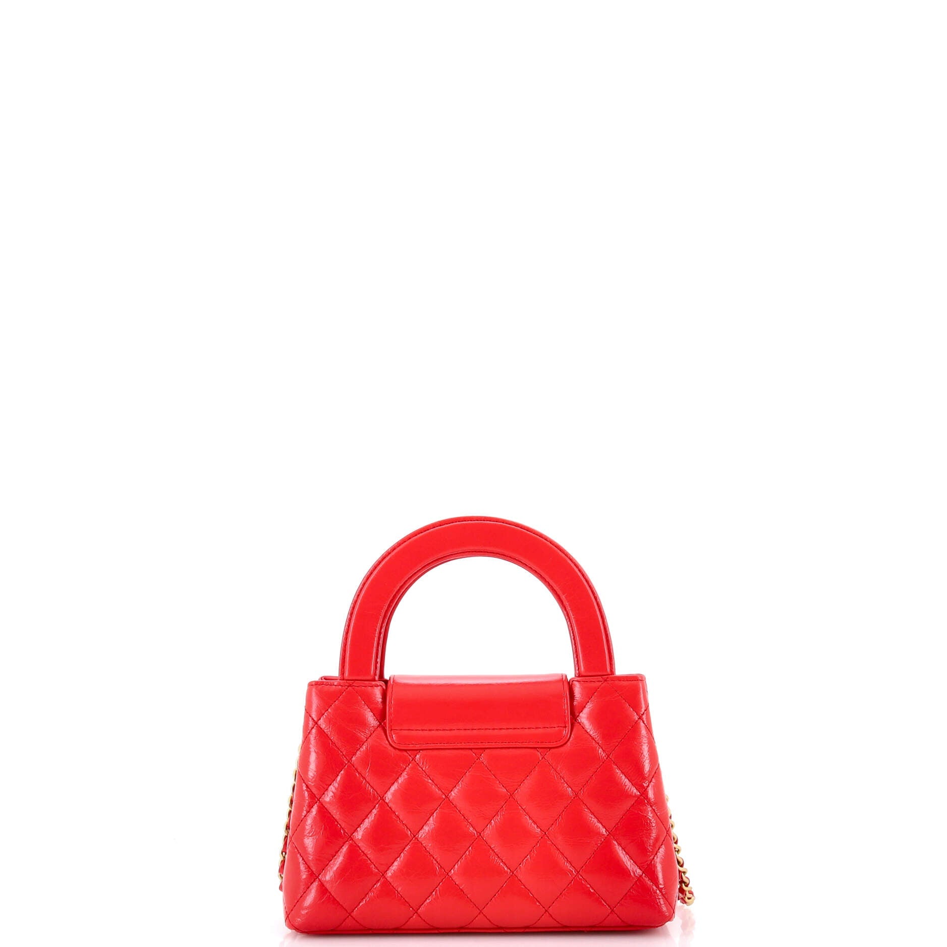 Kelly Top Handle Shopping Bag Quilted Shiny Aged Calfskin Mini