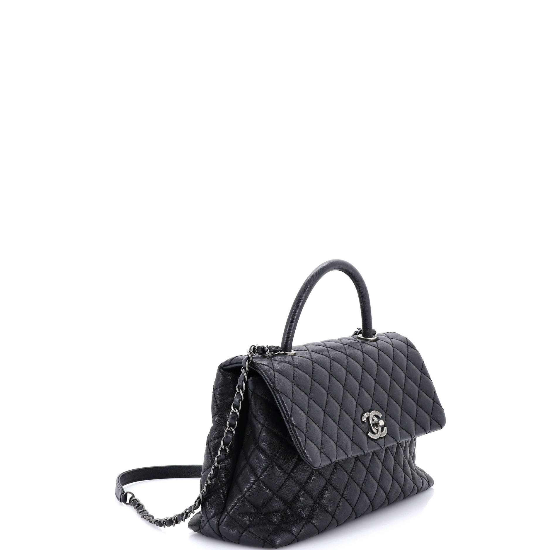 Coco Top Handle Bag Quilted Caviar Medium