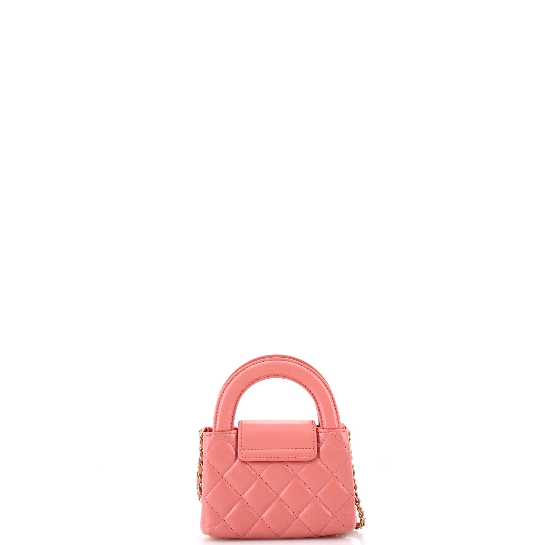 Kelly Top Handle Shopping Bag Quilted Shiny Aged Calfskin Nano