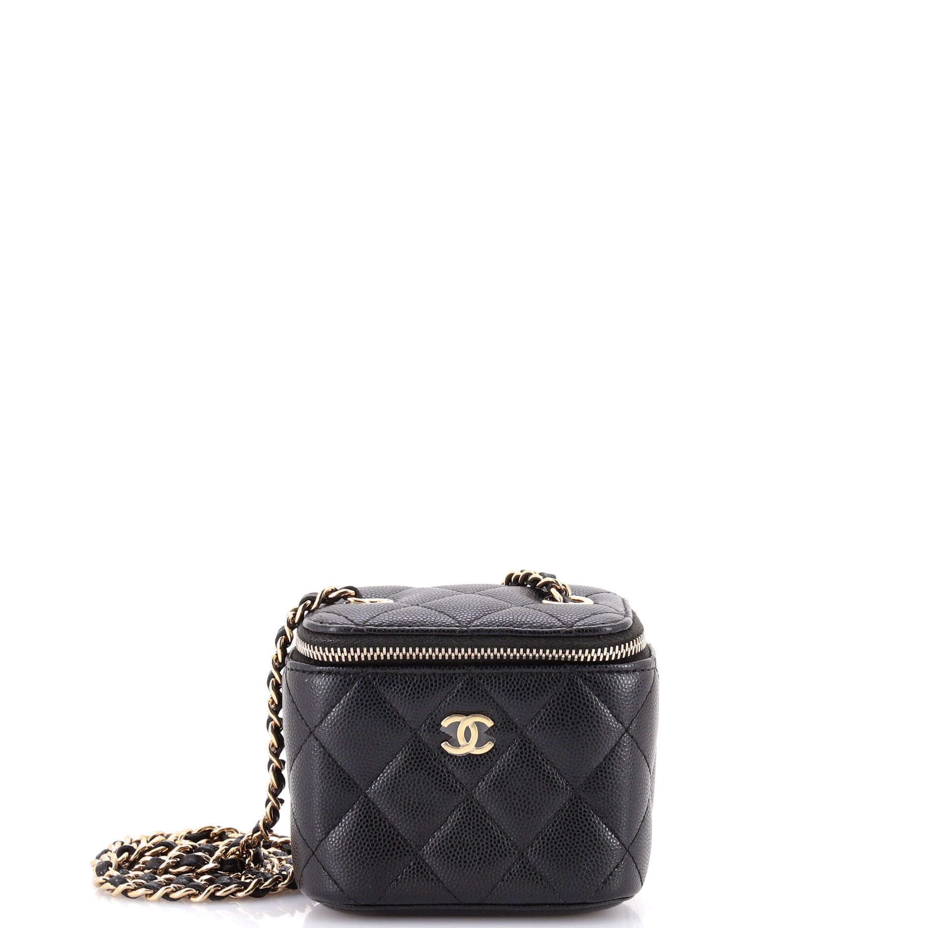 Classic Vanity Case with Chain Quilted Caviar Mini