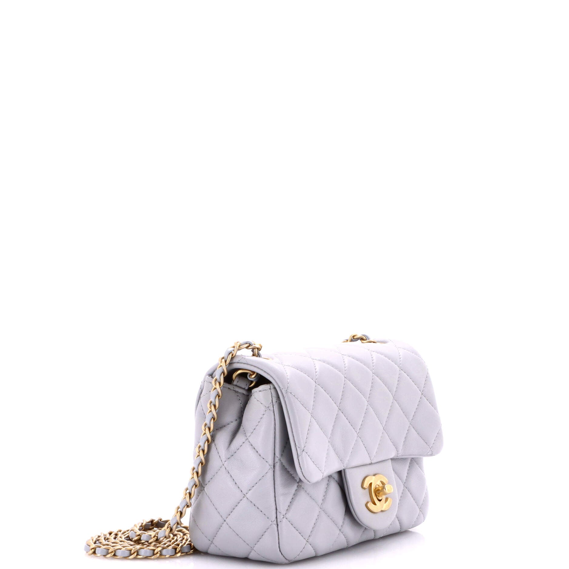 Pearl Crush Square Flap Bag Quilted Lambskin Mini