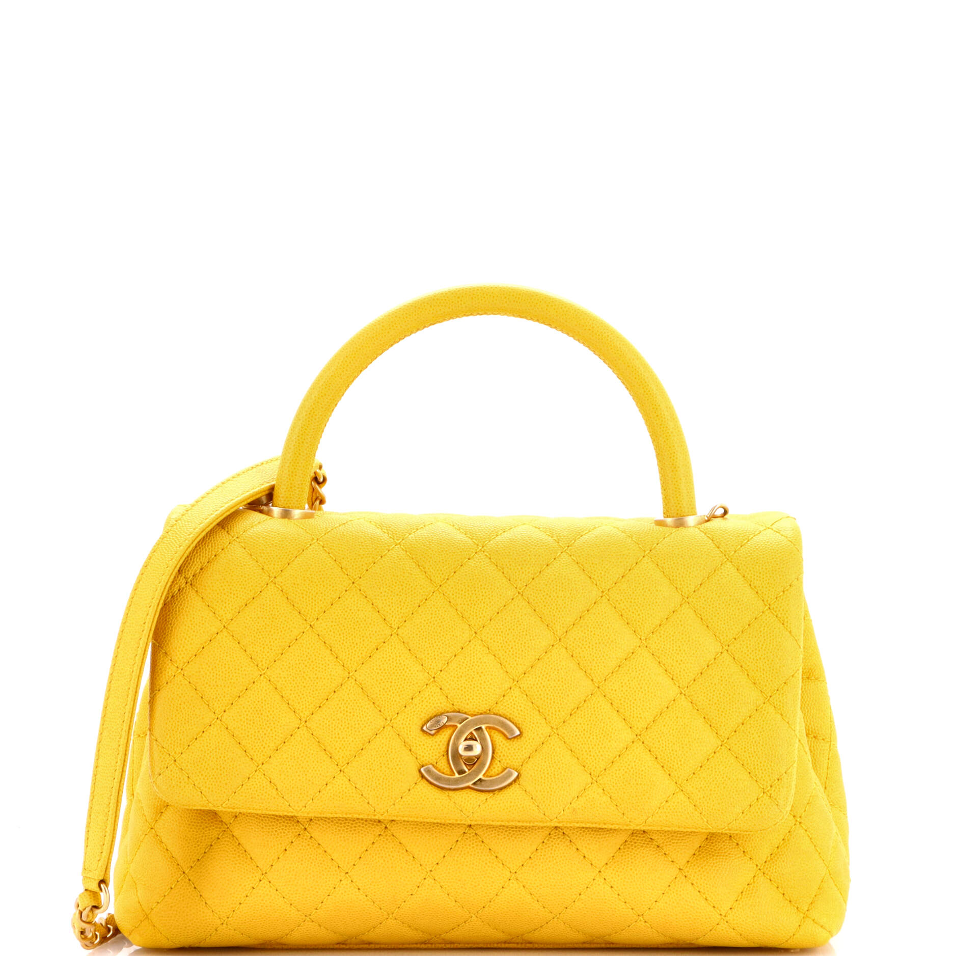 Coco Top Handle Bag Quilted Caviar Small