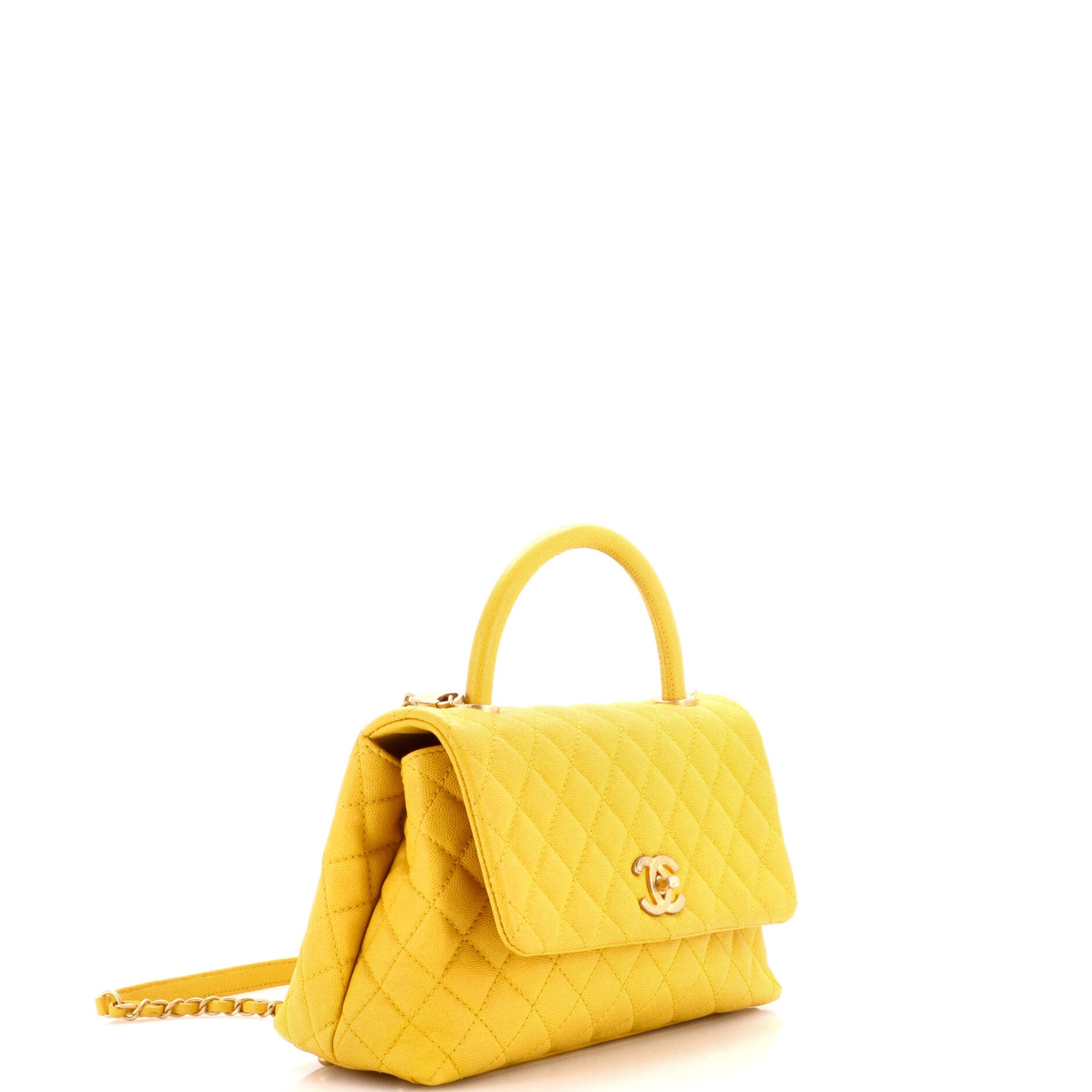 Coco Top Handle Bag Quilted Caviar Small