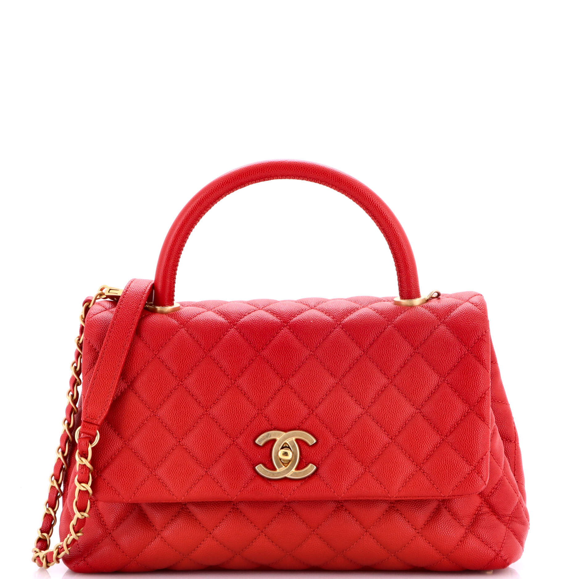 Coco Top Handle Bag Quilted Caviar Small