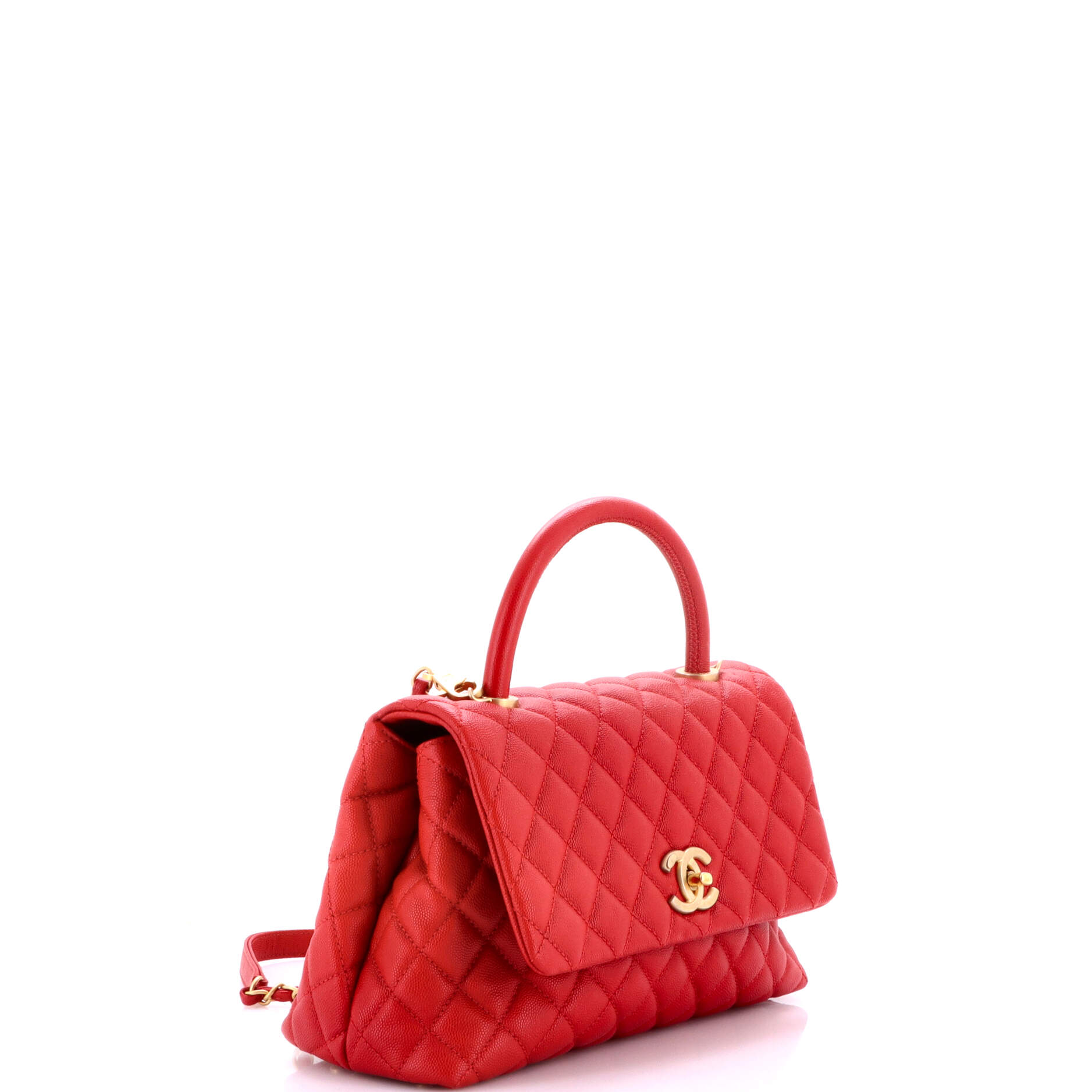Coco Top Handle Bag Quilted Caviar Small