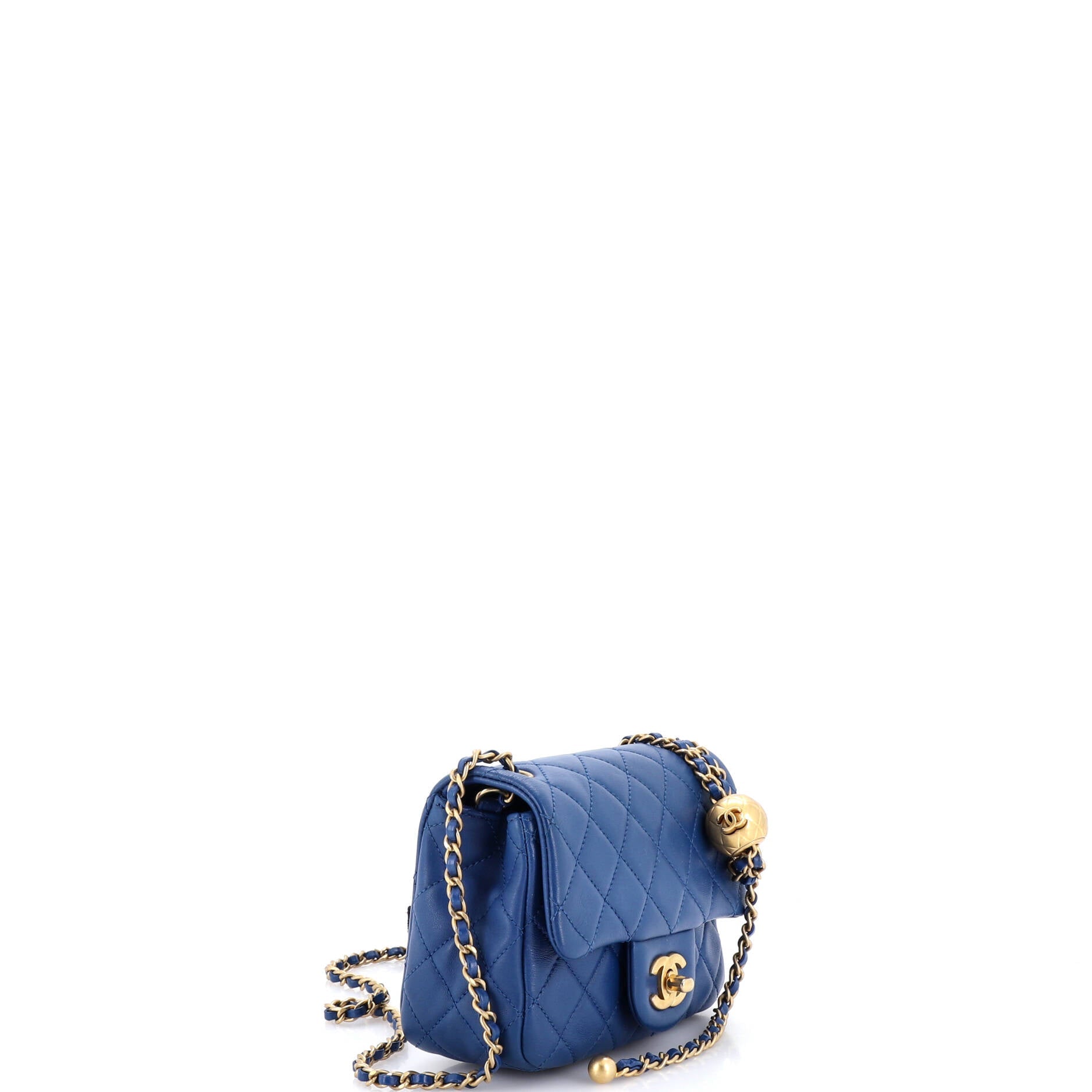Pearl Crush Square Flap Bag Quilted Lambskin Mini