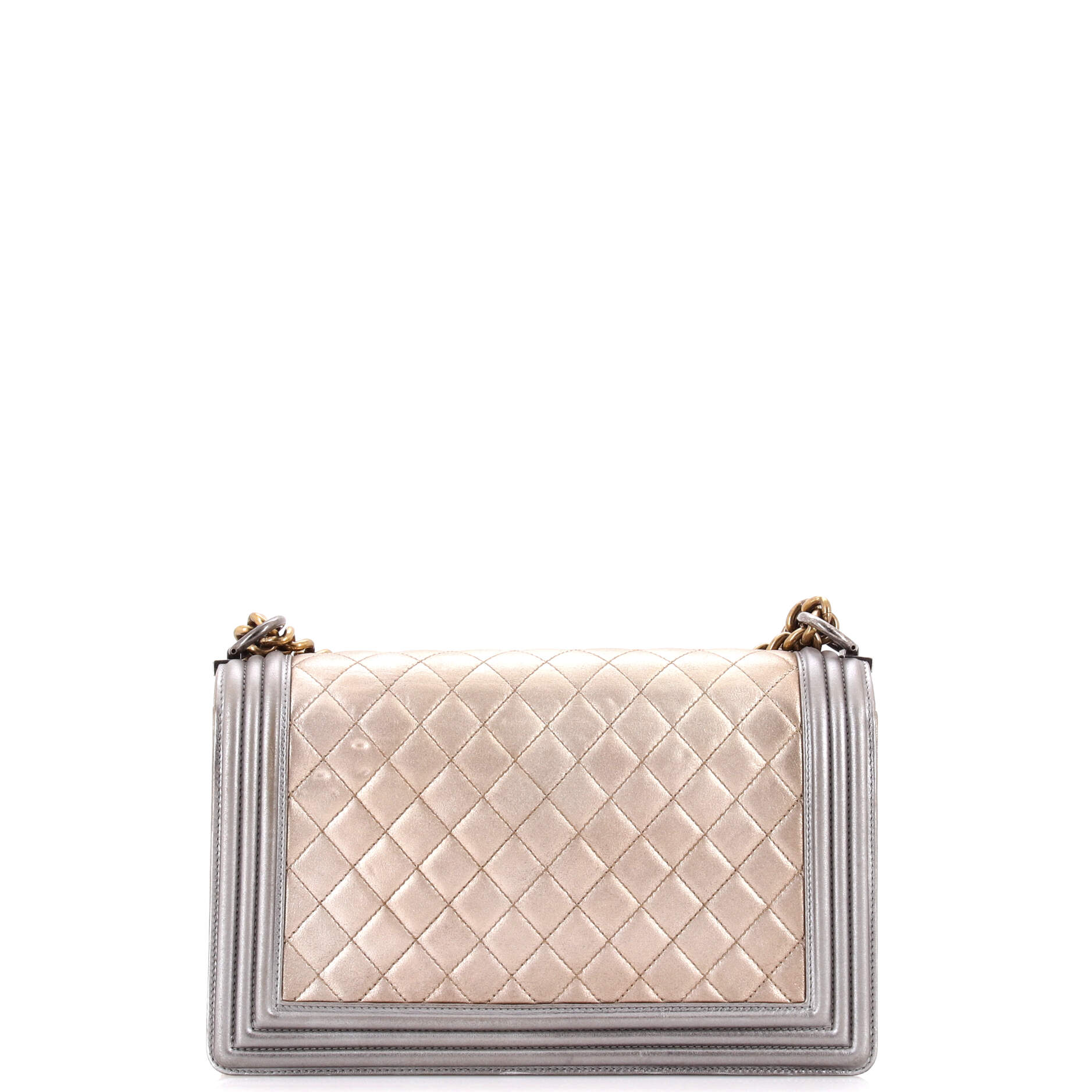Bicolor Boy Flap Bag Quilted Metallic Calfskin New Medium