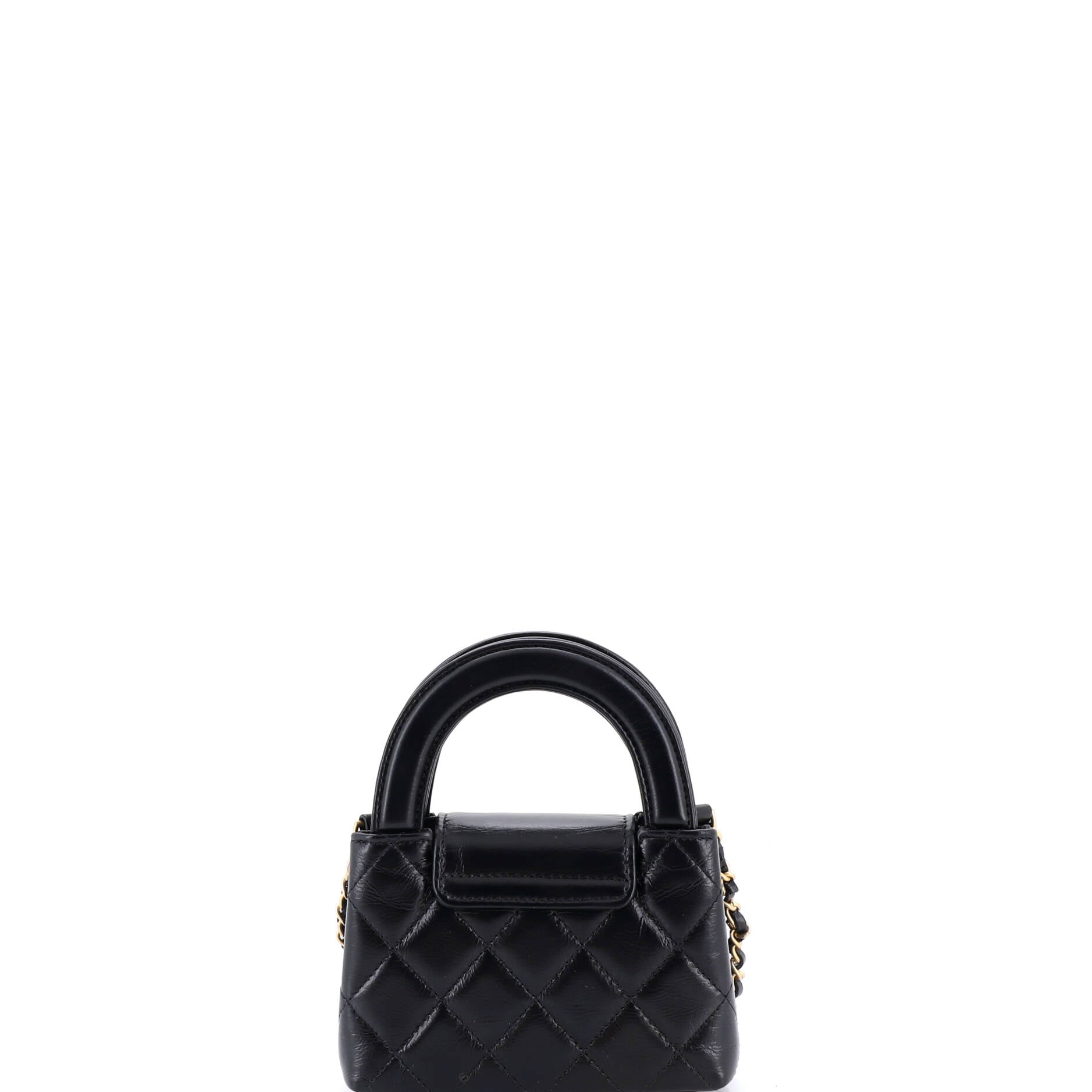 Kelly Top Handle Shopping Bag Quilted Shiny Aged Calfskin Nano