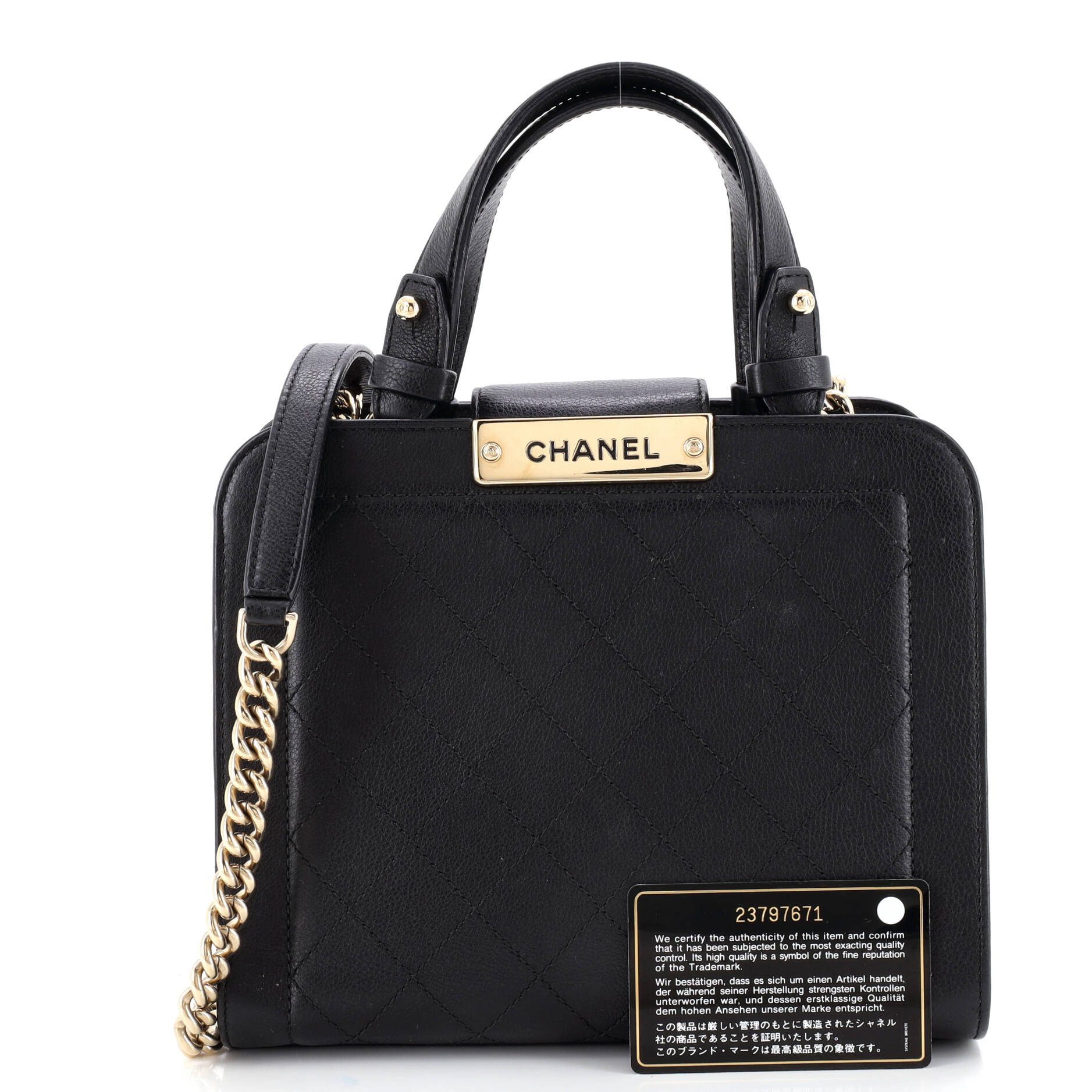 Label Click Shopping Tote Quilted Calfskin Small