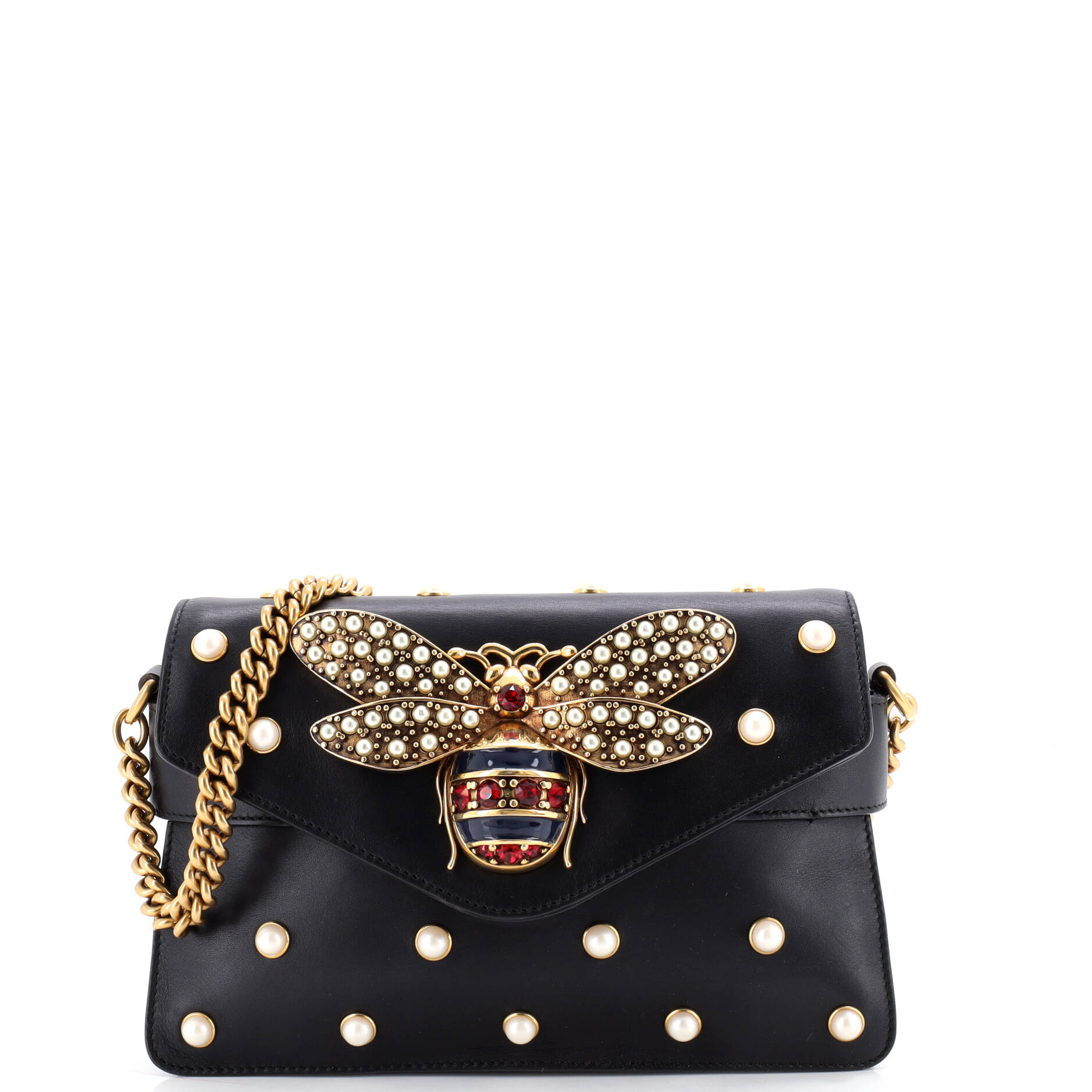 Broadway Pearly Bee Shoulder Bag Embellished Leather Mini