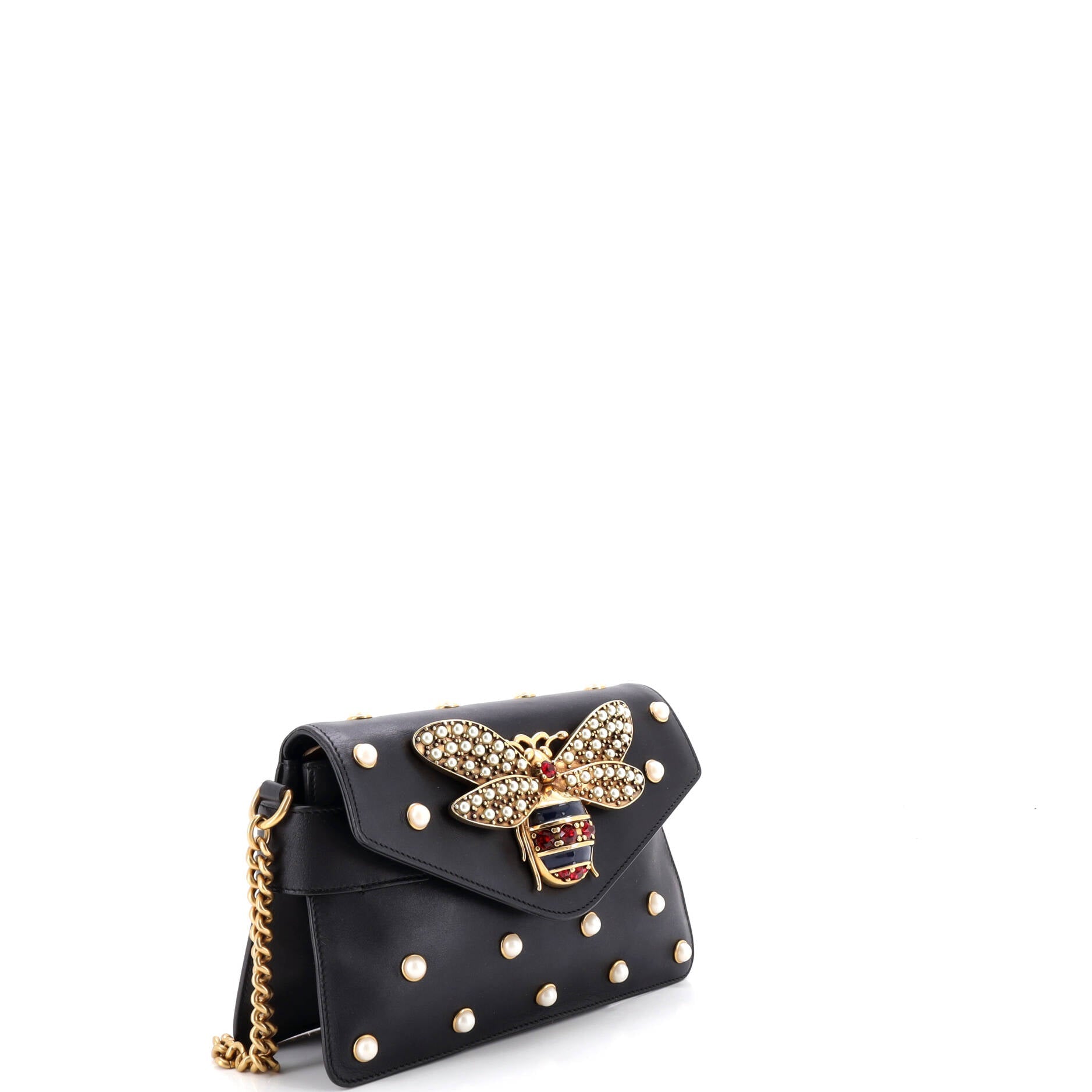 Broadway Pearly Bee Shoulder Bag Embellished Leather Mini