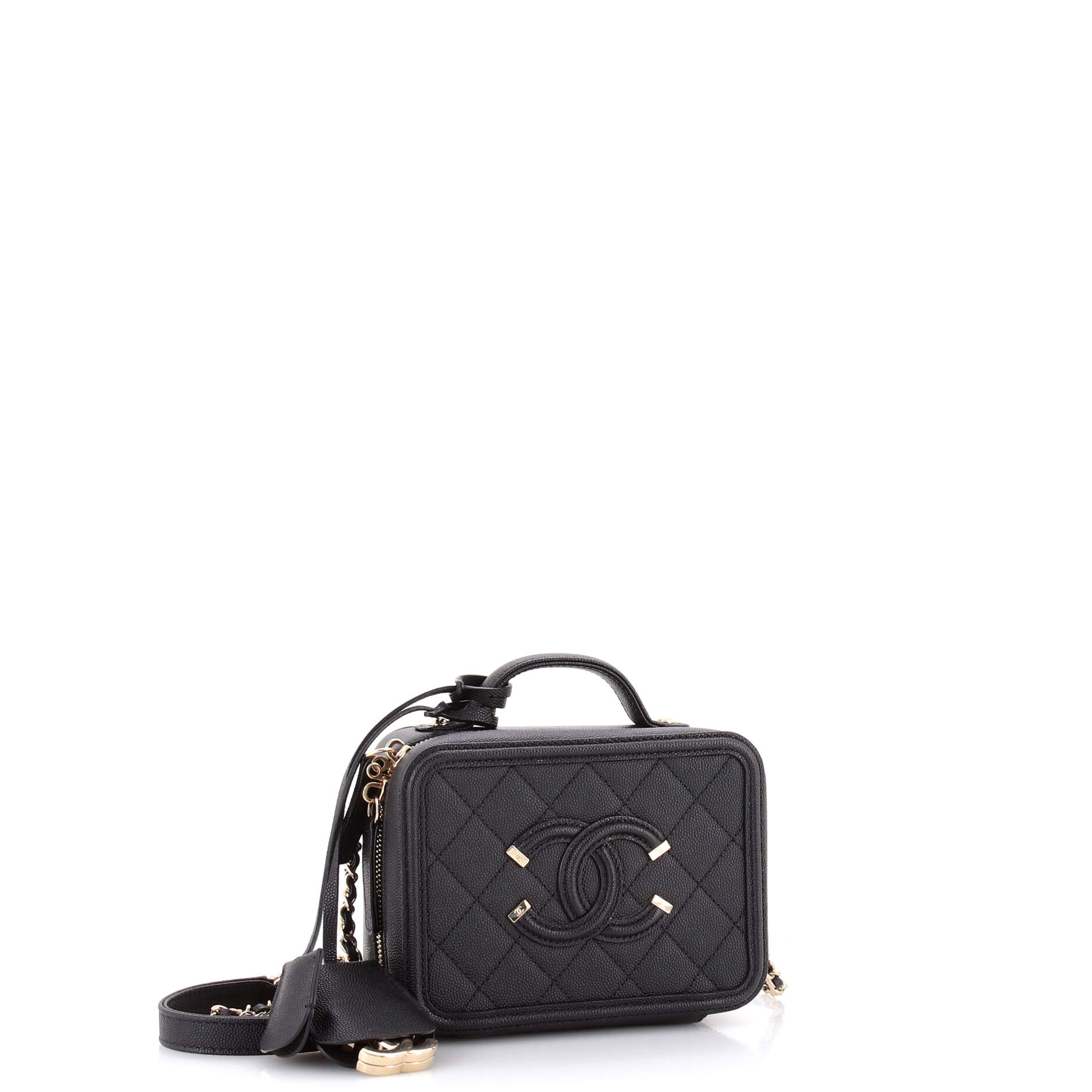 Filigree Vanity Case Quilted Caviar Small