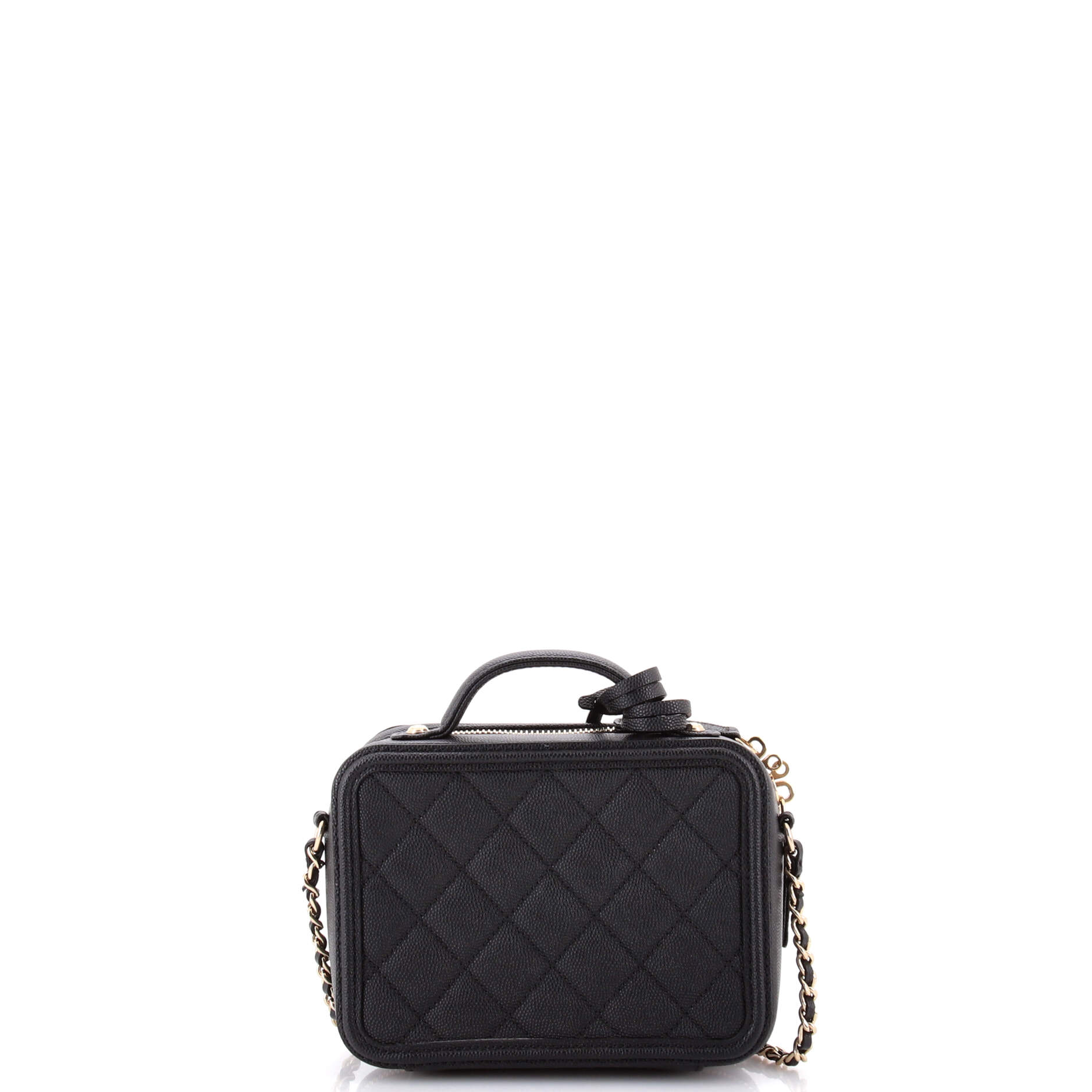 Filigree Vanity Case Quilted Caviar Small