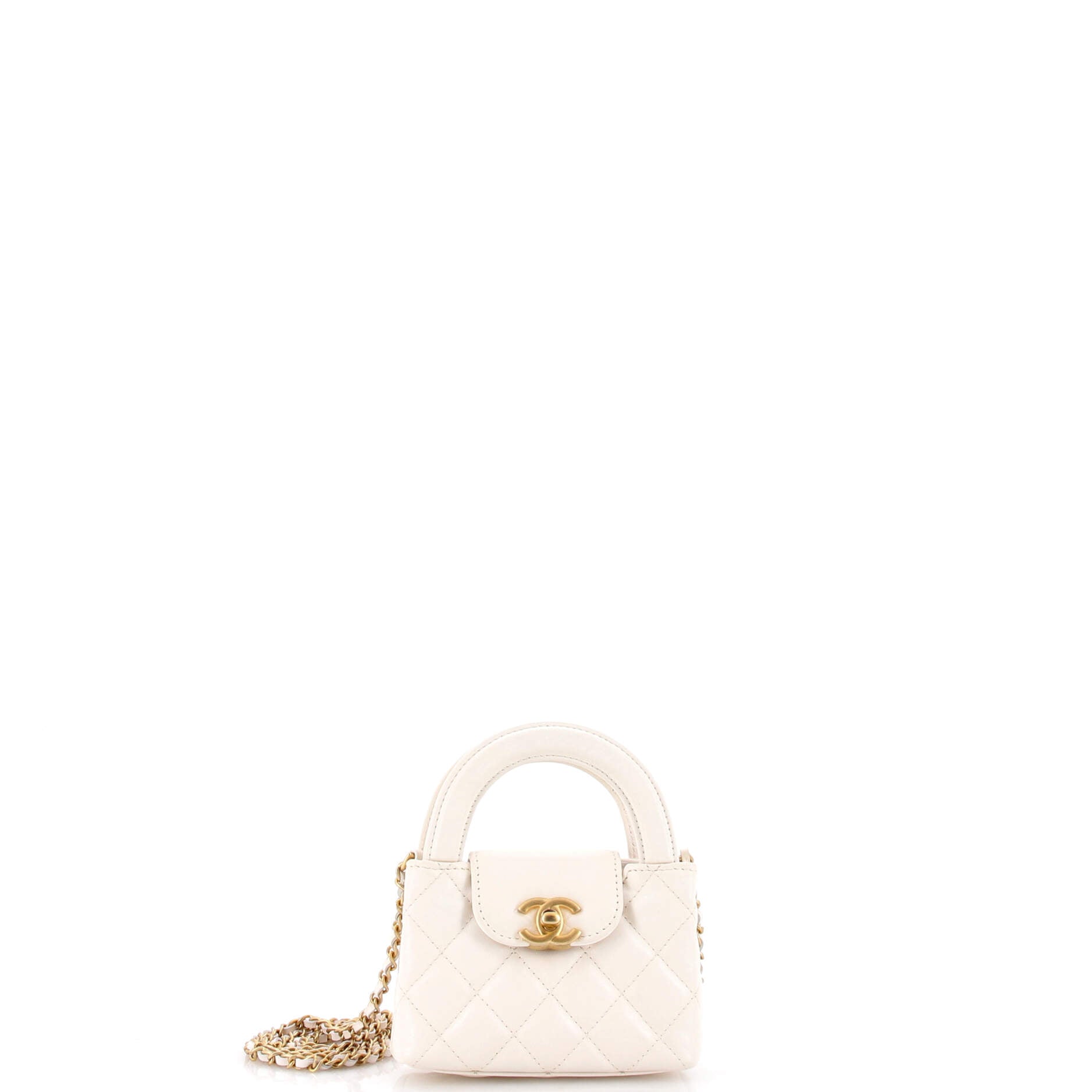 Kelly Top Handle Shopping Bag Quilted Shiny Aged Calfskin Nano