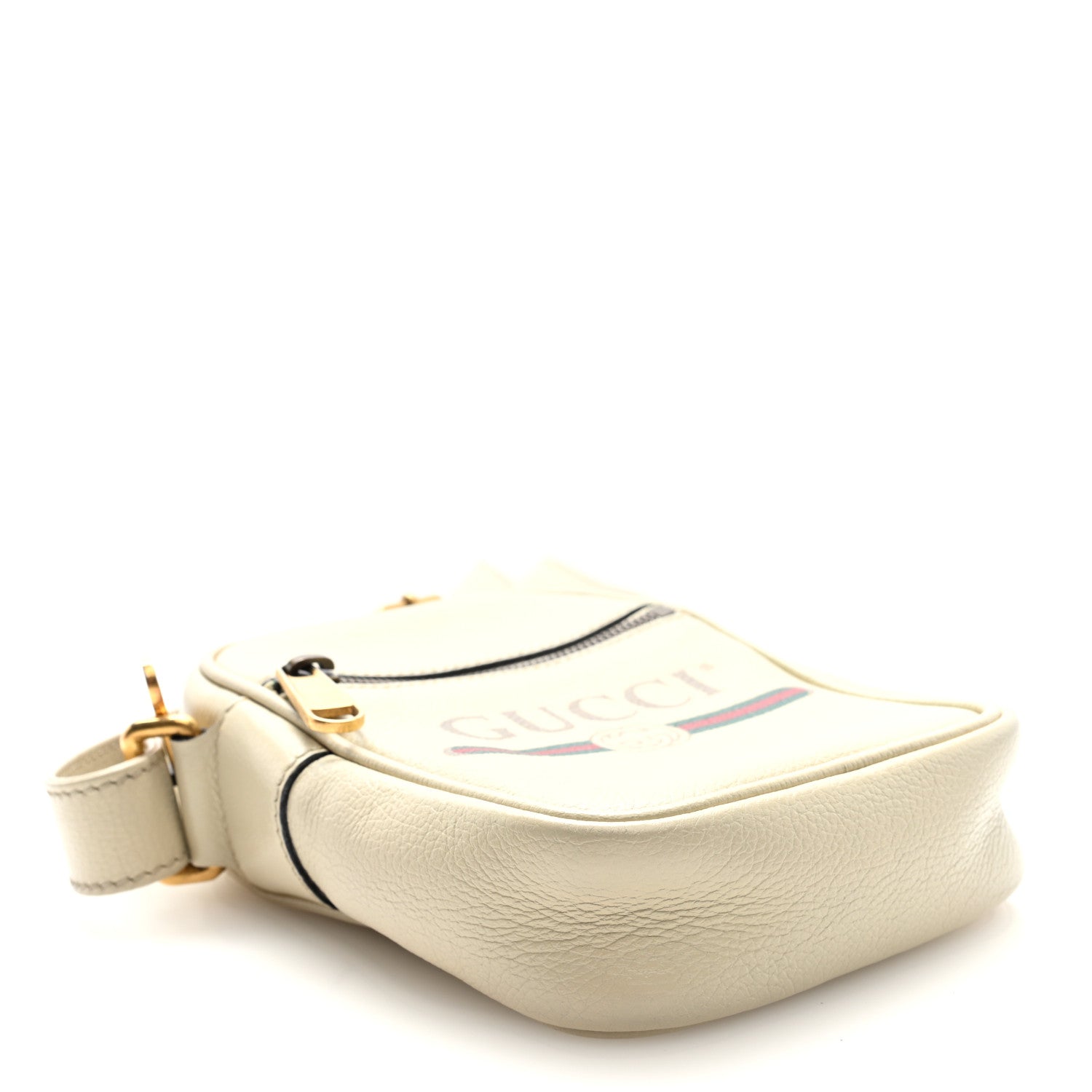Grained Calfskin Mini Logo Messenger Bag White