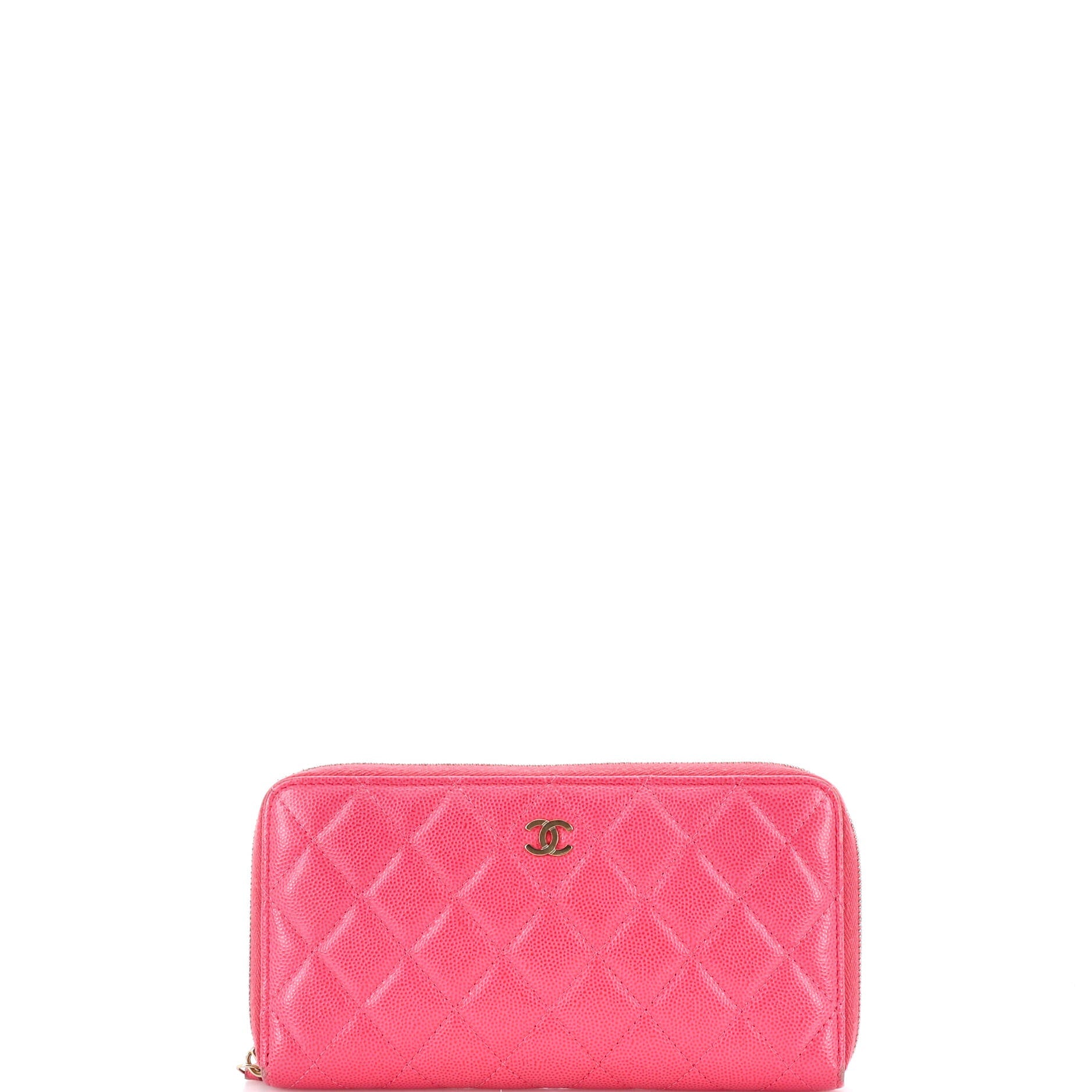 Zip Around Wallet Quilted Caviar Long