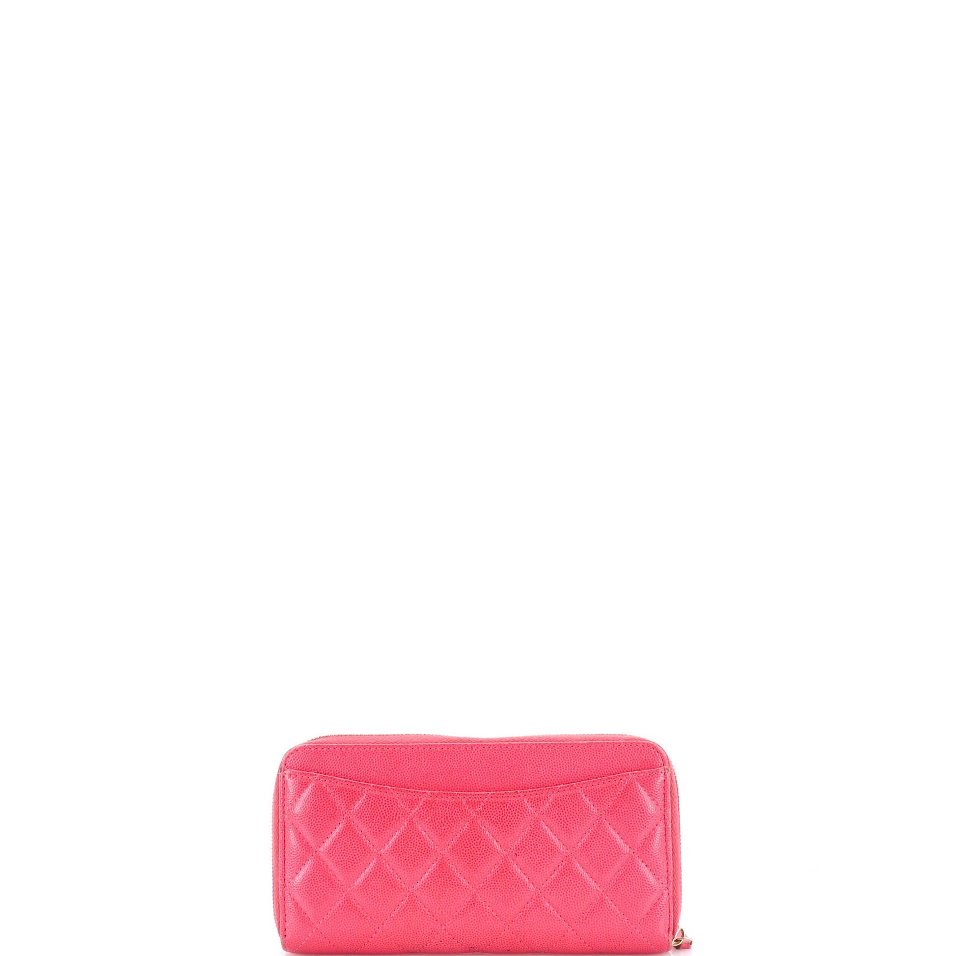 Zip Around Wallet Quilted Caviar Long